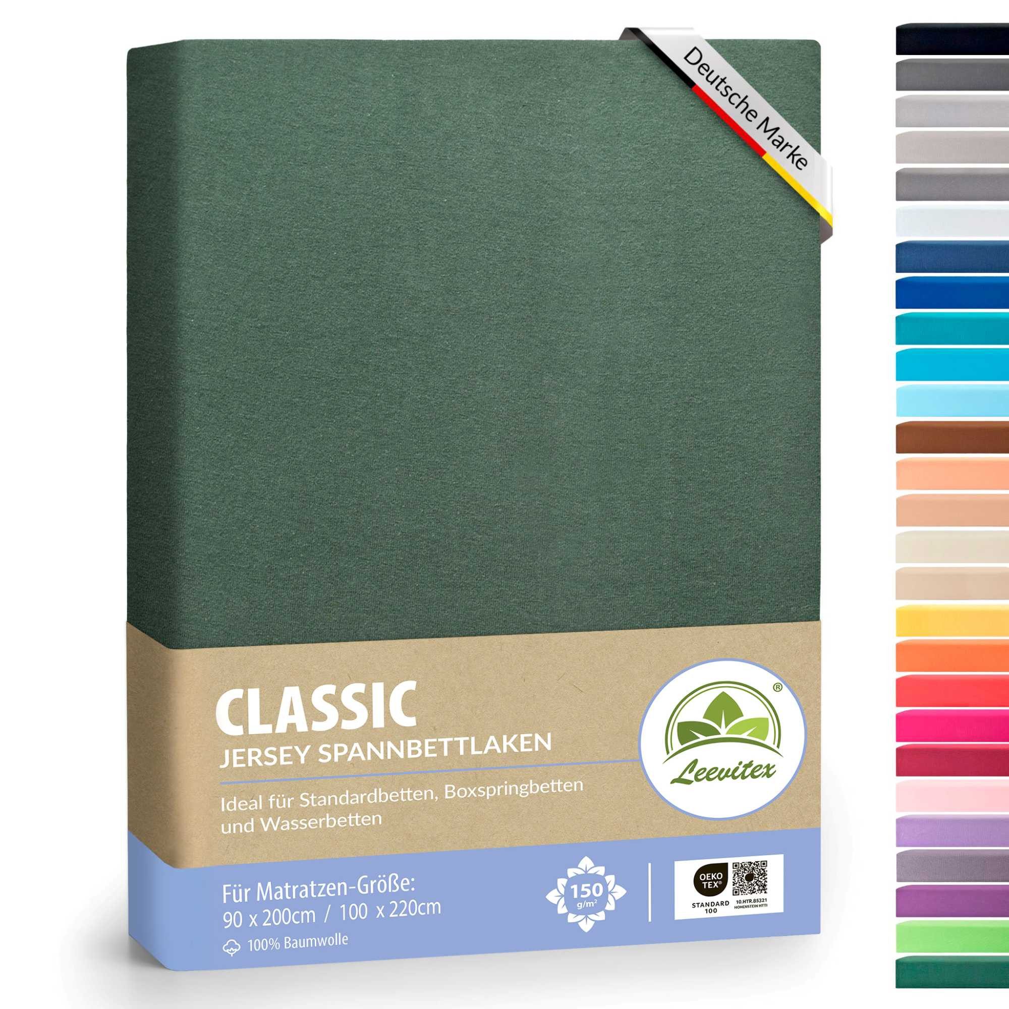 leevitex® Spannbettlaken 1er-Pack, Stoffgewicht 150 g/m², verschiedene Größen, 40 cm Steghöhe, Jersey, Gummizug: rundum, (1 Stück), verschiedene Farben, OEKO-TEX® STANDARD 100 zertifiziert