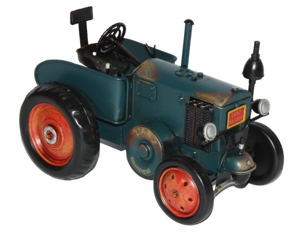 JS GartenDeko Modelltraktor Blechtraktor Oldtimer Marke Lanz Bulldog Traktor D95/D1506 L 27 cm