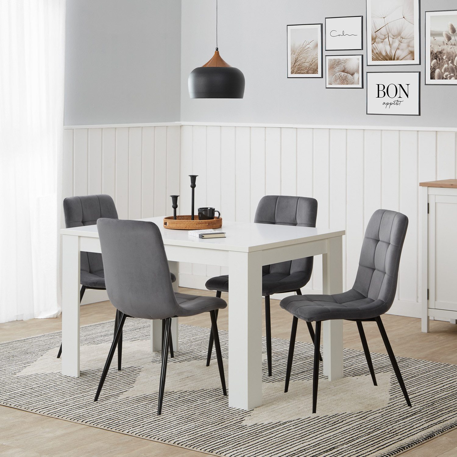 Homestyle4u Essgruppe Esstisch 80x120 bis 80x153 erweiterbar mit 4 Stühle G günstig online kaufen
