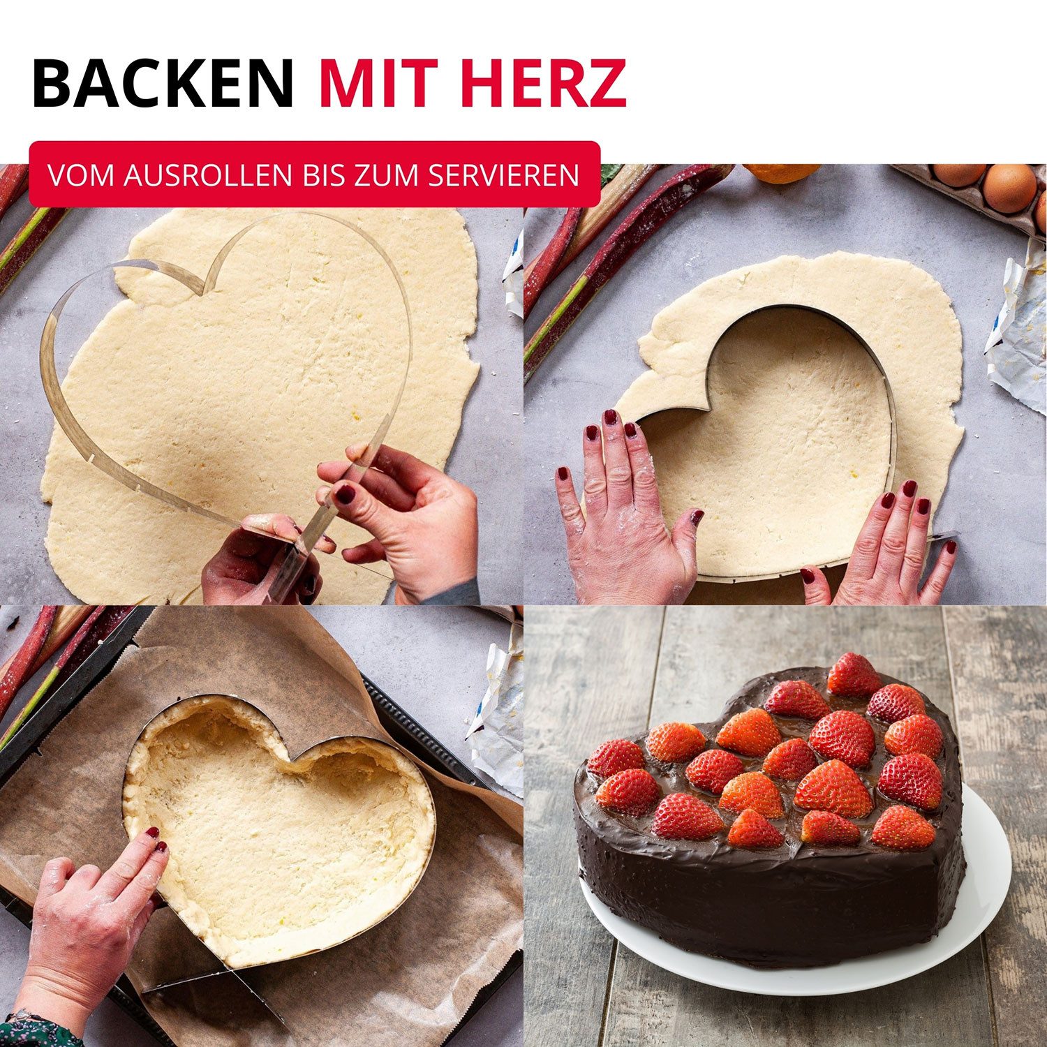 WESTMARK Backform Herzbackform, Variabel verstellbar, Ohne Boden, Rostfreier Edelstahl