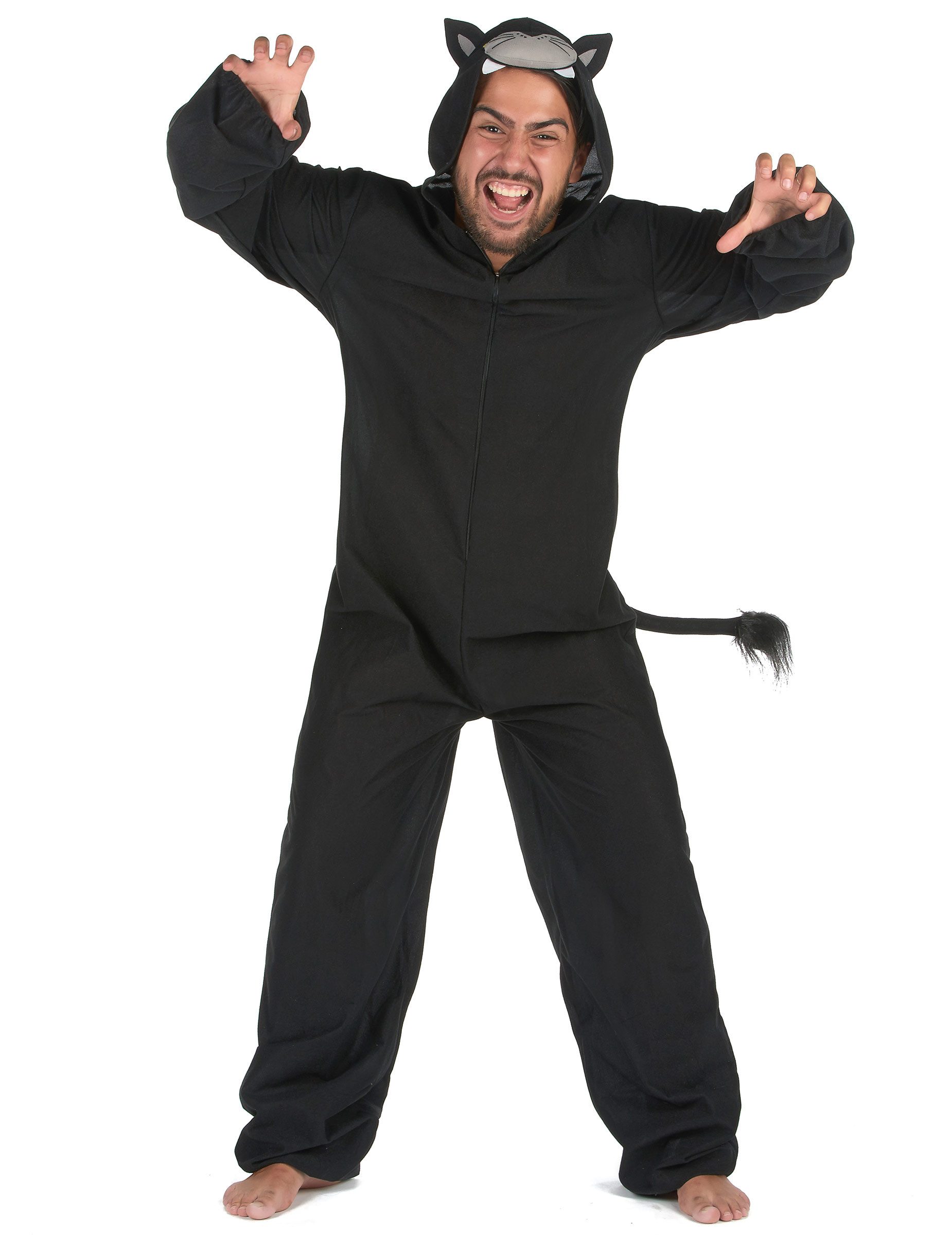 Kostüm Panther-Kostüm für Herren Tierkostüm schwarz-grau