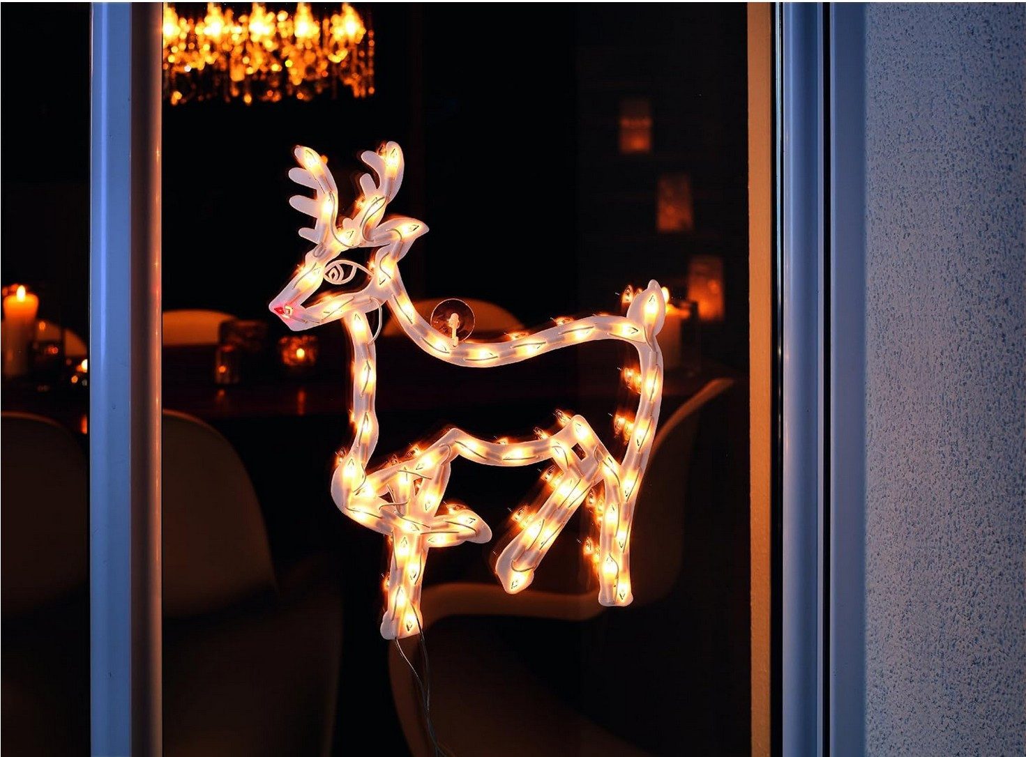 KONSTSMIDE Beleuchtetes Fensterbild KONSTSMIDE 2174-010 LED Fenstersilhouette, Rentier, 50 warm weiße Diod