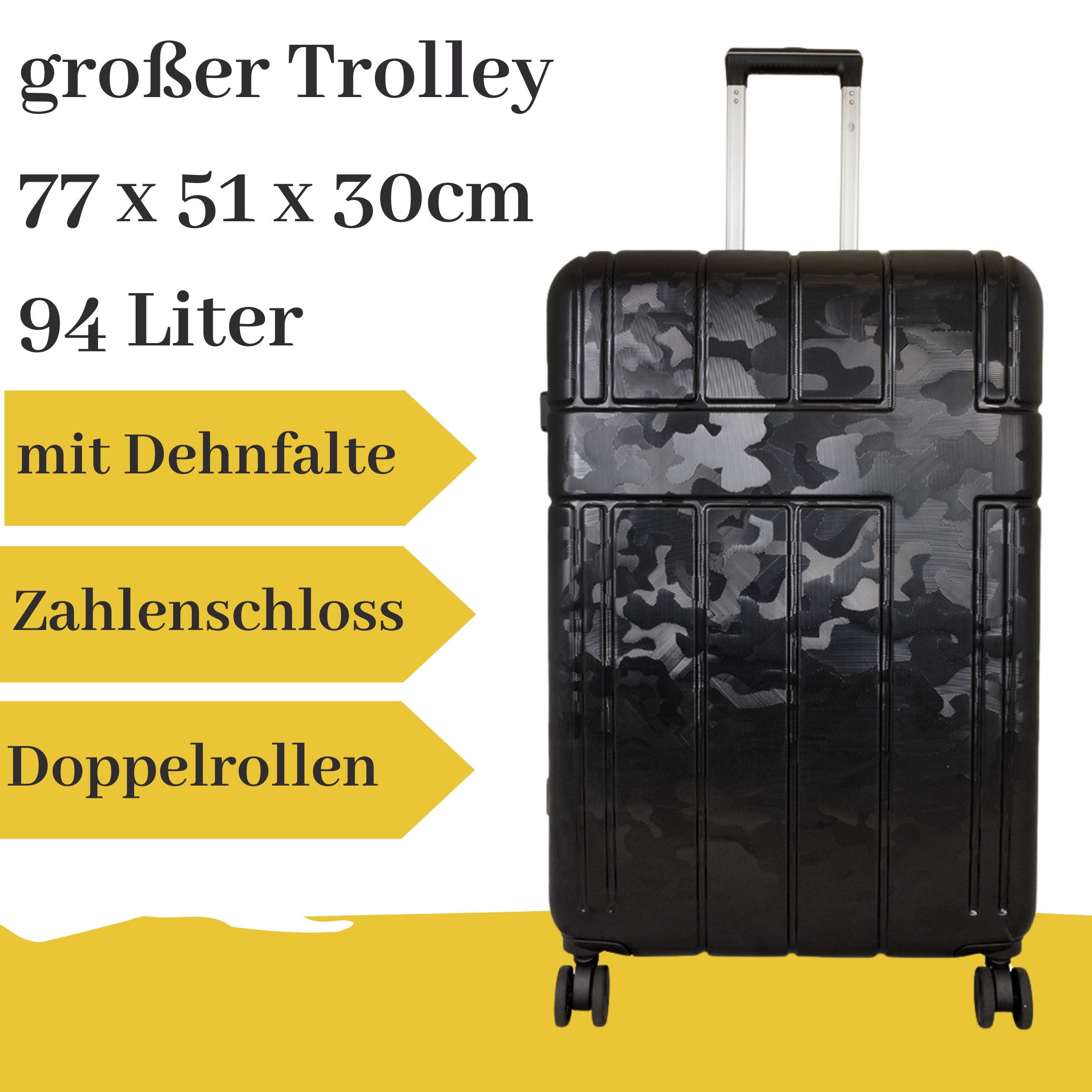 MONOPOL® Hartschalen-Trolley großer Hartschalentrolley Camouflage schwarz