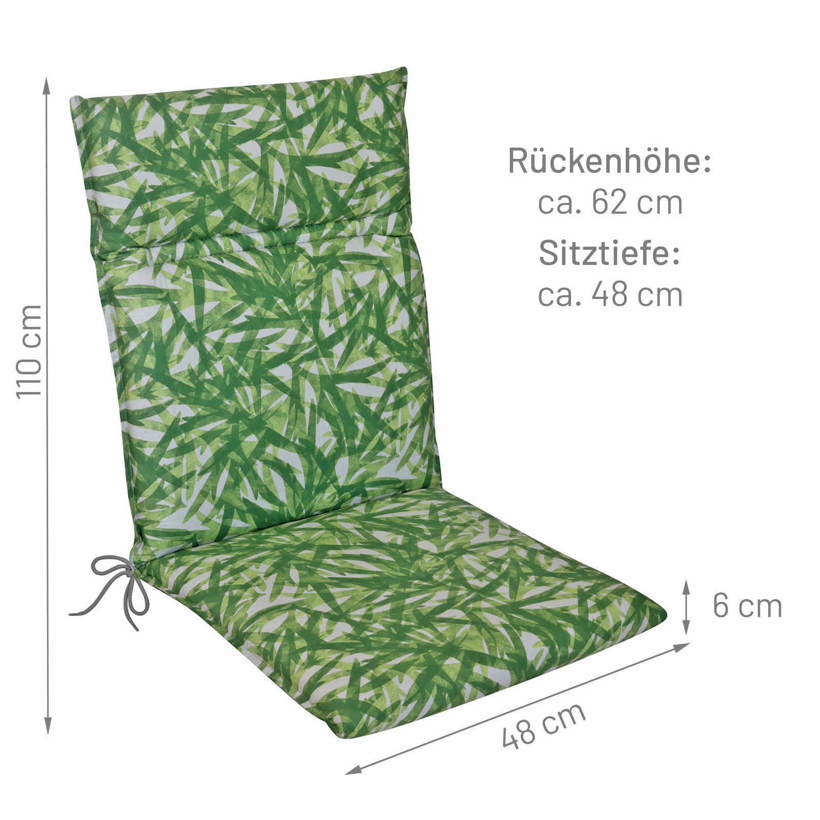 KETTLER Polsterauflage Mittellehner Auflage Palmenmotiv, (1 St), Gartenstuhlkissen Mittellehner 110x48x6cm, Grün