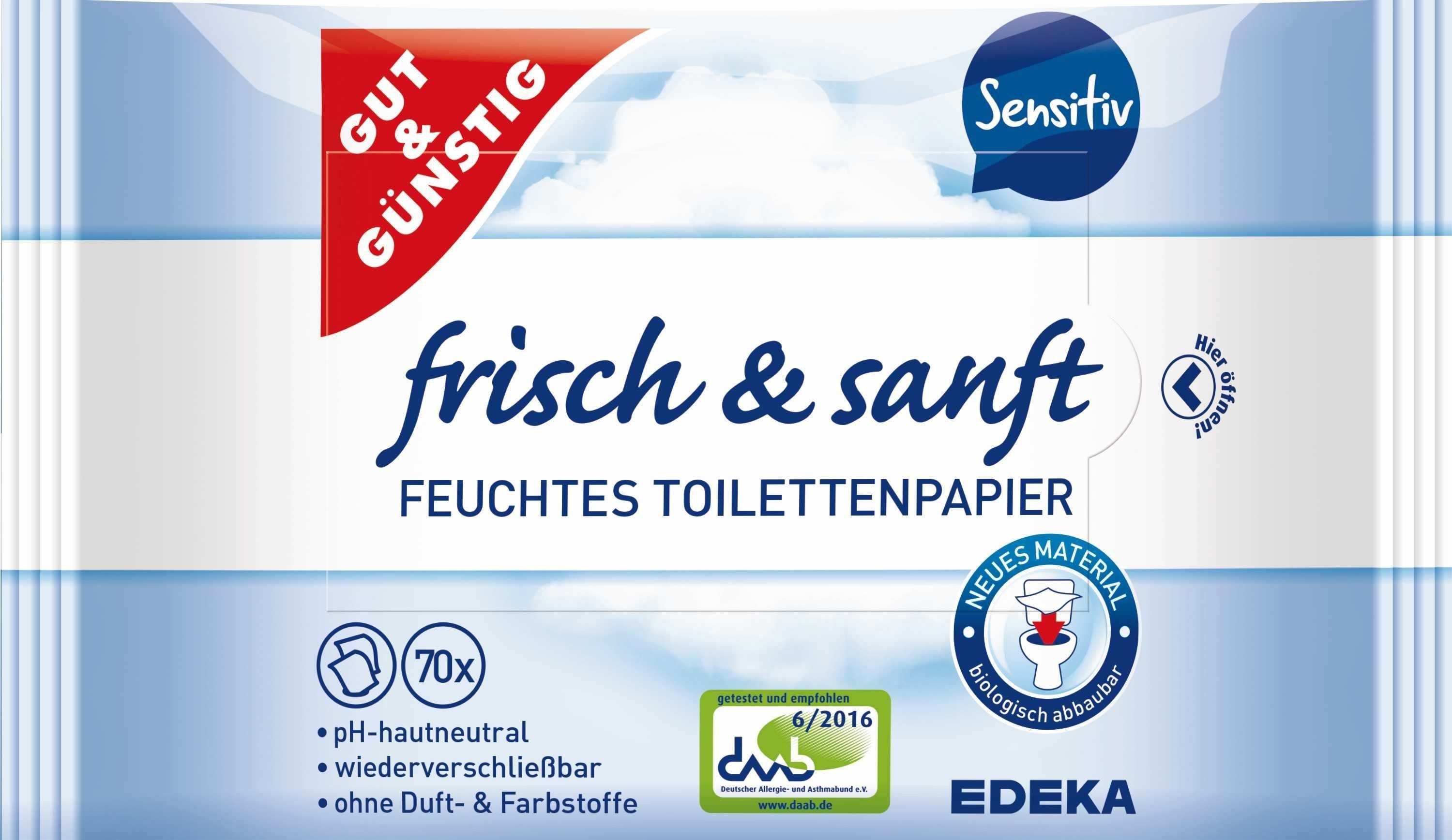 Gut & Günstig Toilettenpapier Gut & Günstig 4192668000 Feuchtes Toilettenpapier sensitiv - 2x 70