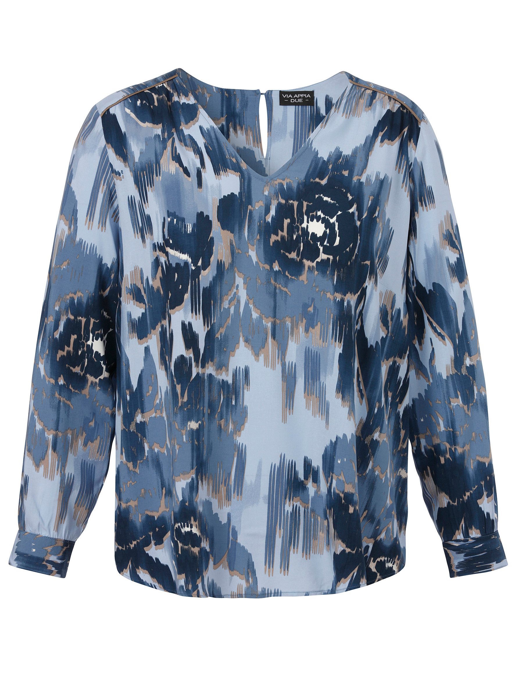 Klassische Bluse Bluse V-Ausschnitt 1/1 Arm Druck