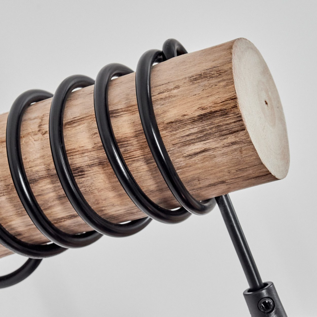 hofstein Wandleuchte Wandlampe aus Metall/Holz/Glas in Schwarz/Natur/Chrom/Rauch, ohne Leuchtmittel, moderne Retro-Design Leuchte, Glasschirm(15 cm) u. Schalter, 1 x E27