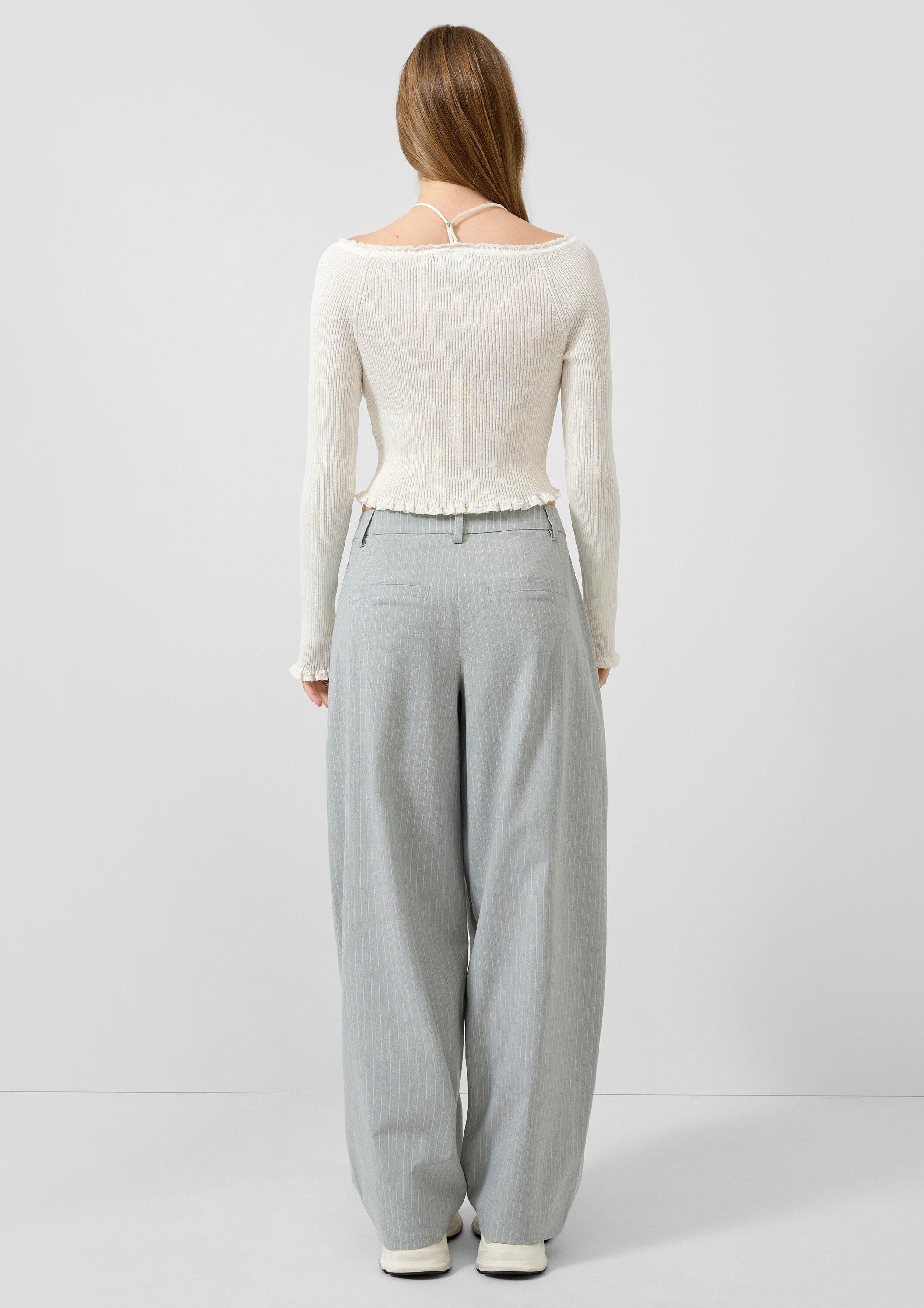 QS Chinos Hose Nadelstreifen-Barrelhose