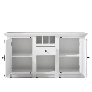 Lomadox Esszimmer-Set WINGST-61, (Spar-Set, 4-St), Pinie weiß Nb. mit Sideboard (ohne Stühle) Stellmaß Sideboard 83 cm