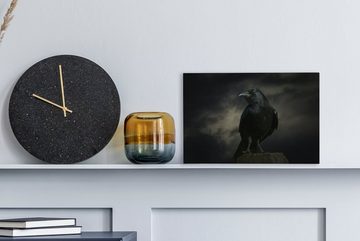 OneMillionCanvasses® Leinwandbild Vogel - Krähe - Dunkel - Schwarz, (1 St), Wandbild Leinwandbilder, Aufhängefertig, Wanddeko, 30x20 cm
