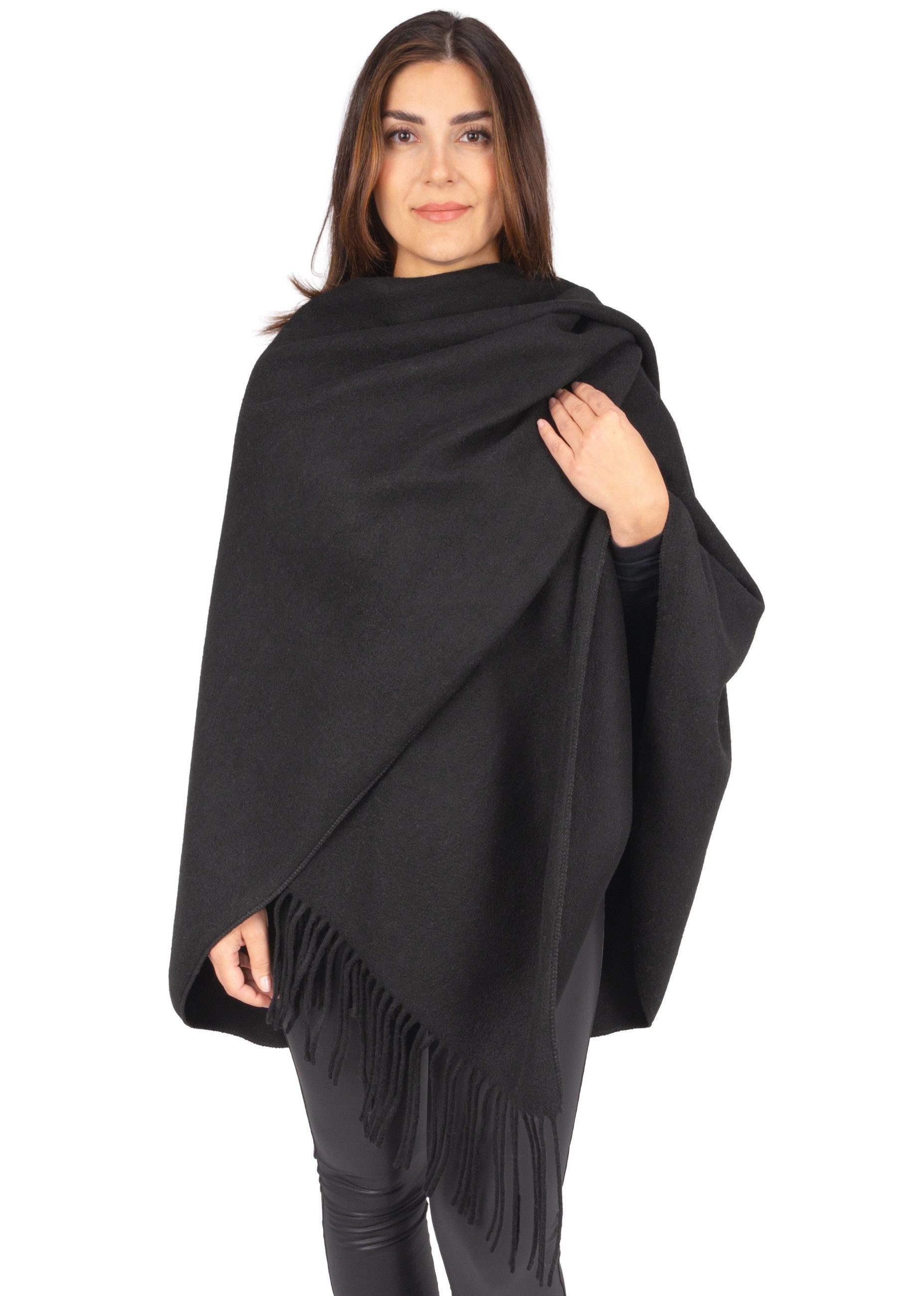 Seasons of April Cape ANDREA CAPE Hochwertiges Cape mit Bindeschlaufe und Fransen für Damen
