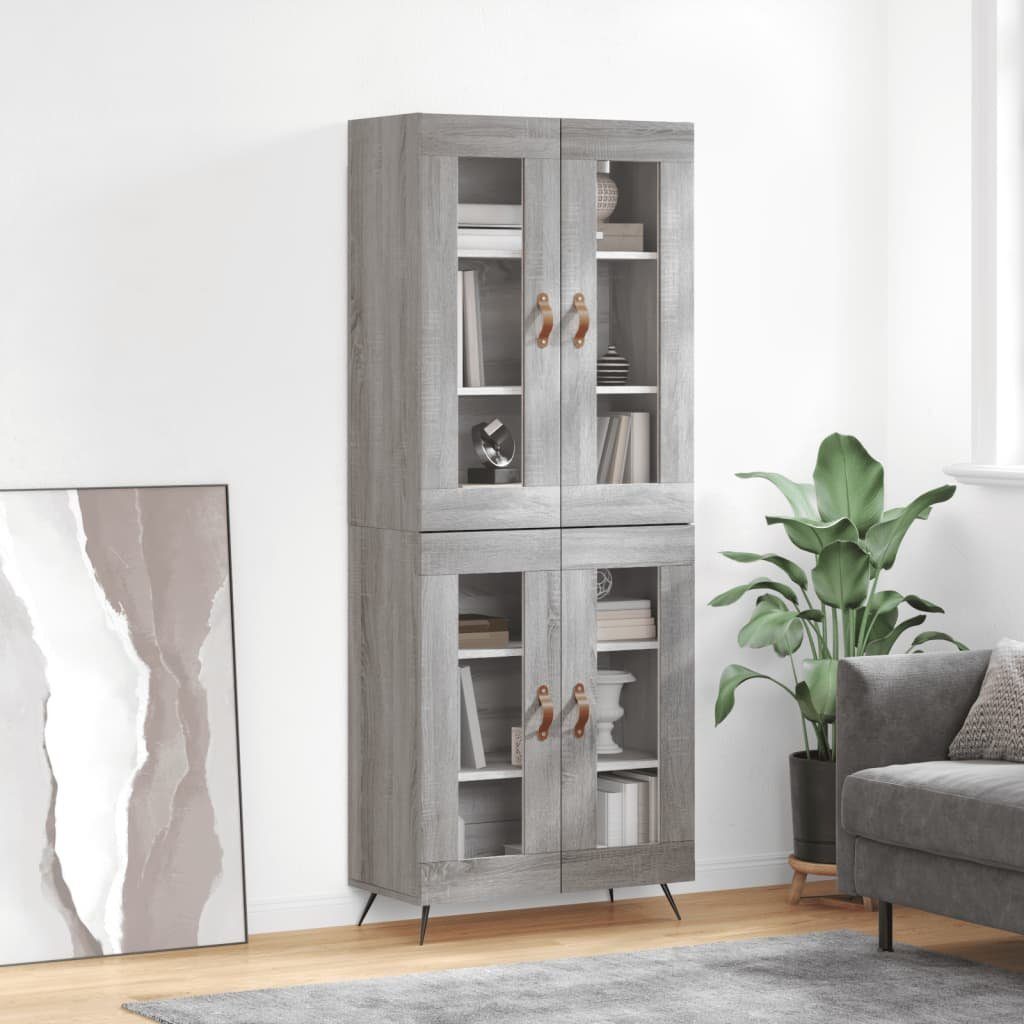 furnicato Sideboard Highboard Grau Sonoma 69,5x34x180 cm Holzwerkstoff