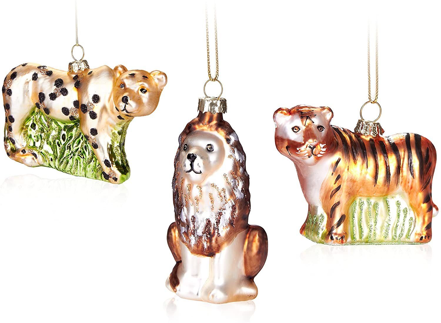 Christbaumschmuck 3-teiliges Baumkugel Set Raubkatzen Safari