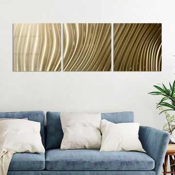 DEQORI Glasbild 'Goldenes Rillendesign', 'Goldenes Rillendesign', Glas Wandbild Bild schwebend modern