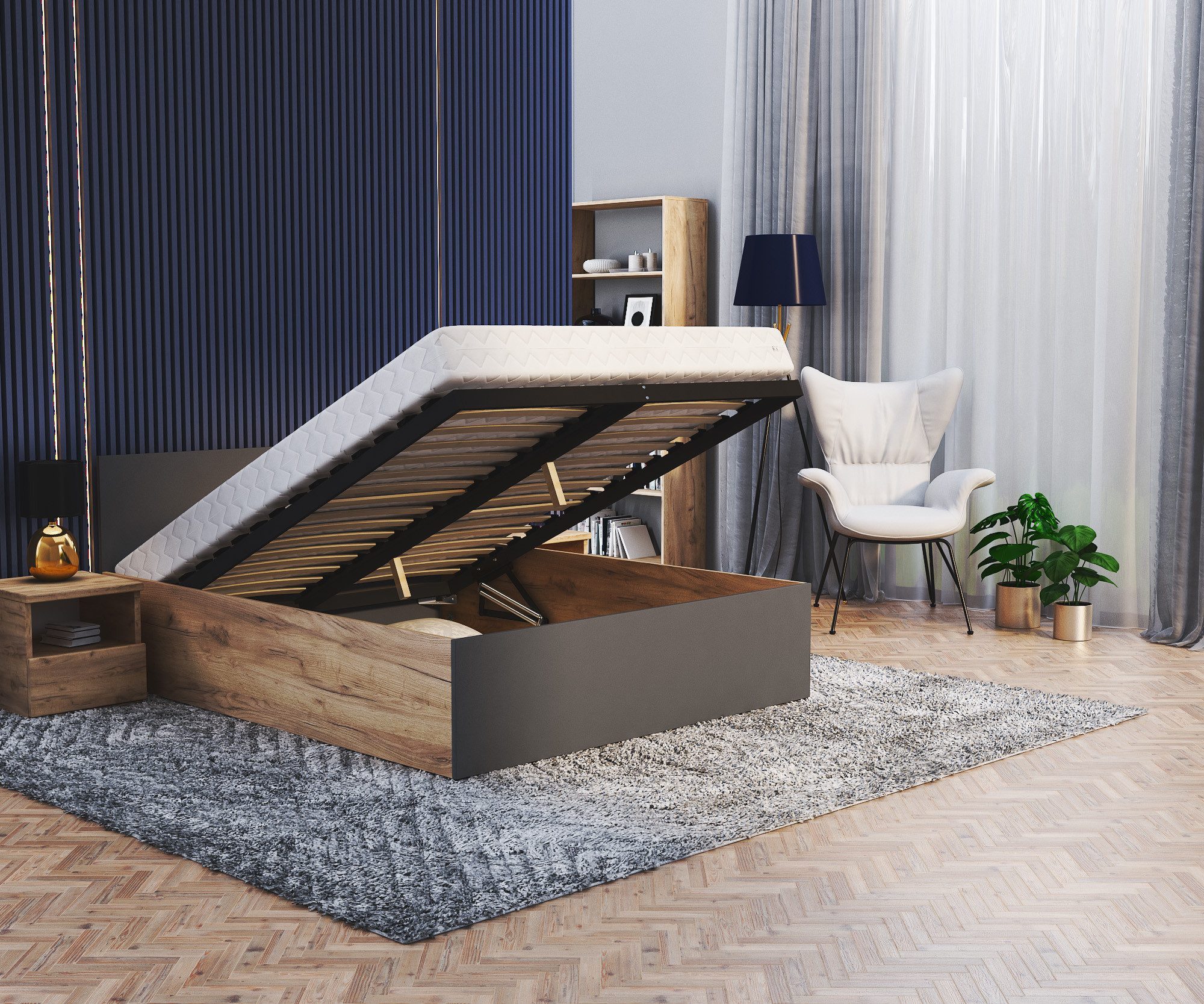 FDM Stauraumbett Bettgestell Bettrahmen Doppelbett 120x200, 140x200, 160x20 günstig online kaufen