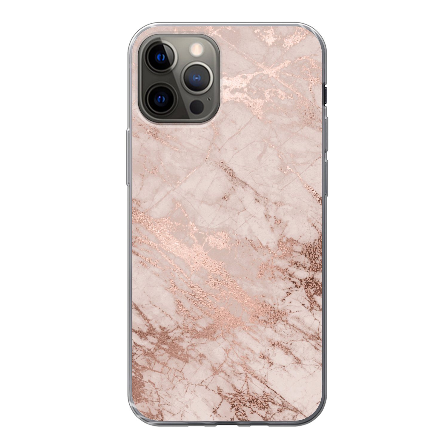 MuchoWow Handyhülle für Apple iPhone 13 Pro Marmor - Rosa - Luxus - Marmoroptik - Glitzer, Smartphone-Bumper, Print, Handy Schutzhülle Dünn
