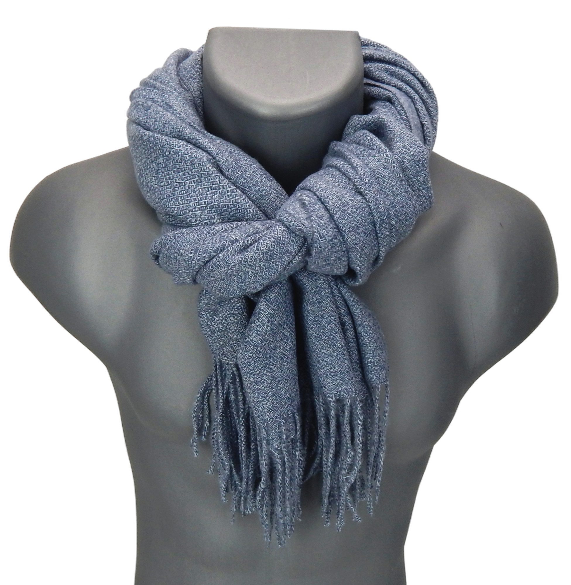 Ella Jonte Modeschal, blau oder grau meliert Feinstrick weicher Herbst Wint günstig online kaufen