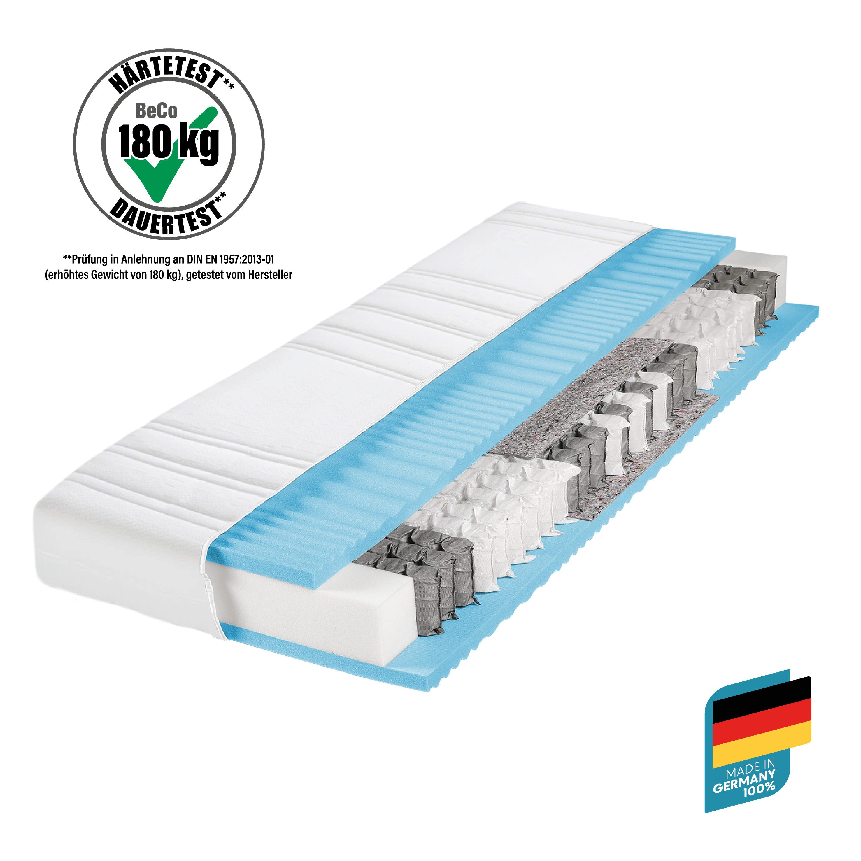 Taschenfederkernmatratze BodyMax, Beco, 22 cm hoch, komfortable Matratze in 90x200, 140x200 cm und weiteren Größen