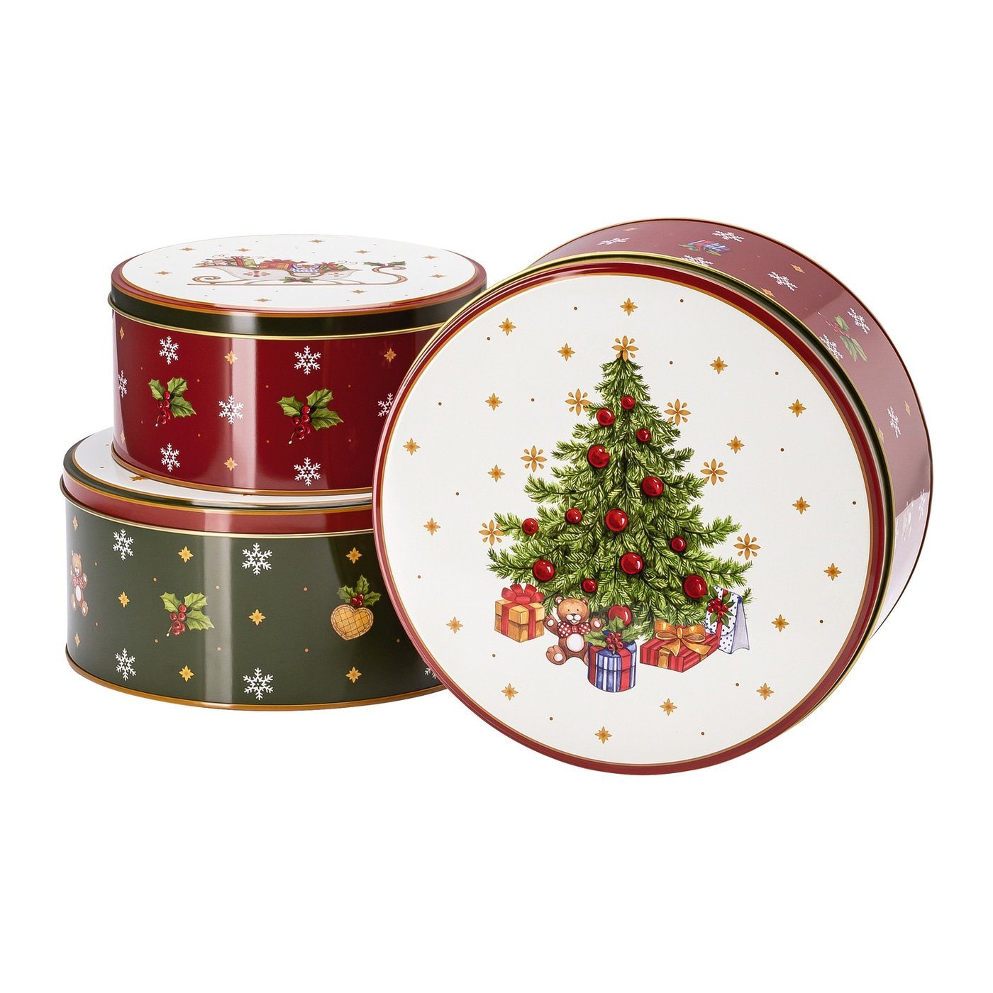 Hutschenreuther Vorratsdose Set 3 Plätzchendosen, Weißblech, (Hersteller-Kombi-Set, 1-tlg), Weißblech, mit winterlichem Farbdekor