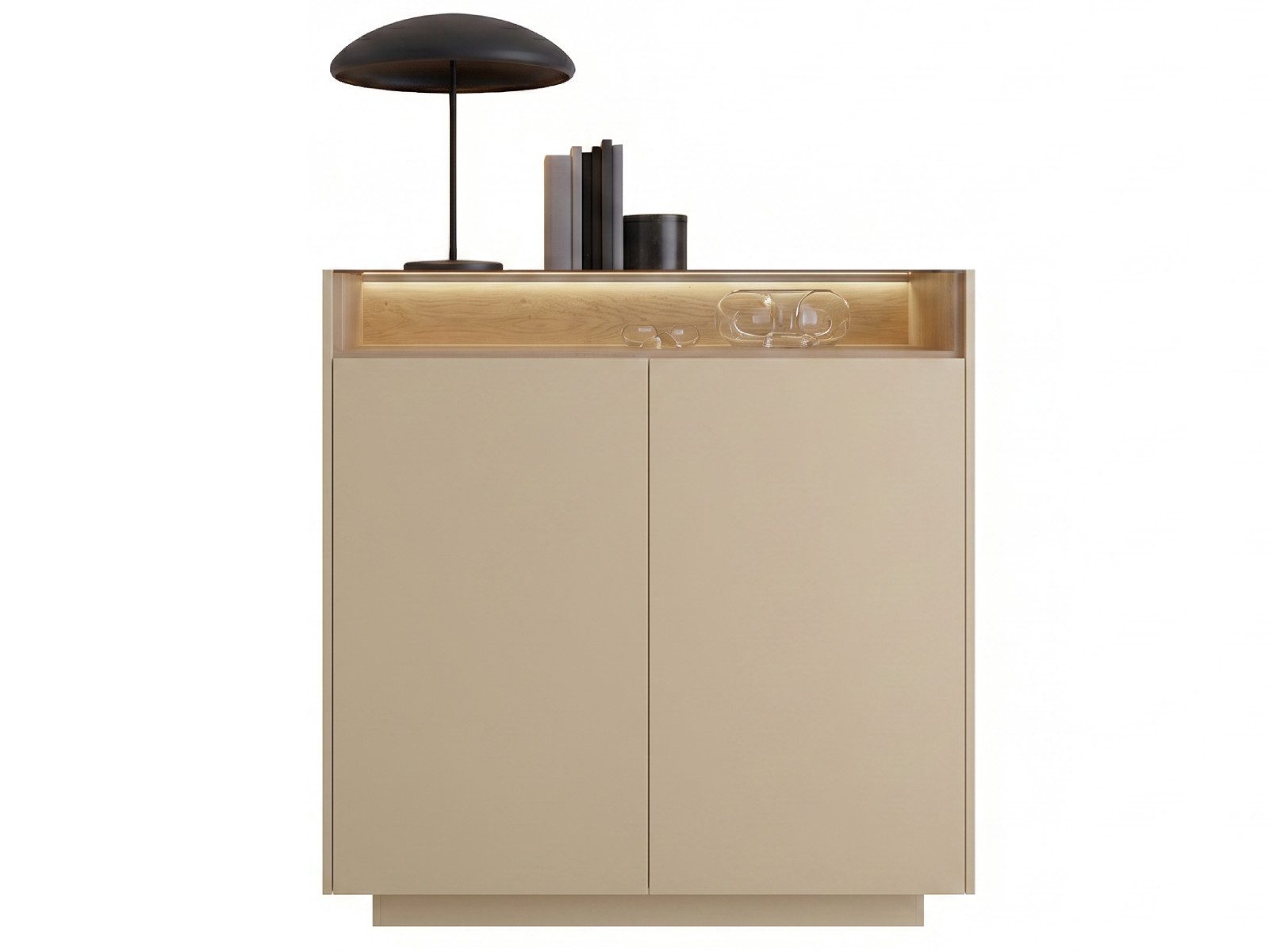 yourhouse24 Highboard 103x119 cm HIRO A 2-türig Kakao/Eiche Cremona Beige mit LED