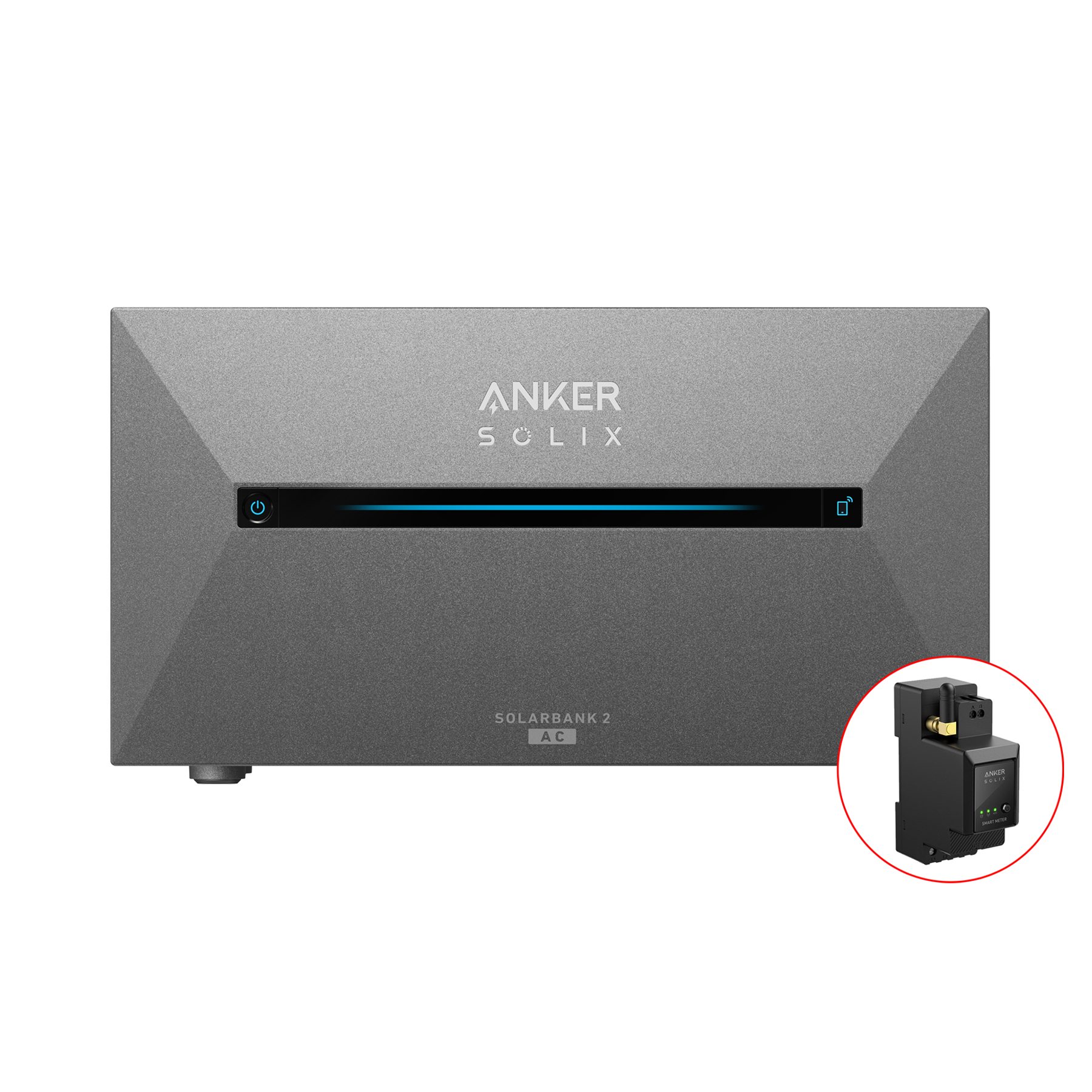 Anker Solaranlage Anker SOLIX Solarbank 2 E1600 AC Speicher 1600Wh mit/ohne Smart Meter, 2000 W, (Set, 1600Wh All-in-One Stromspeicher inkl), LiFePO4, IP65, Mikro-Wechselrichter kompatibel