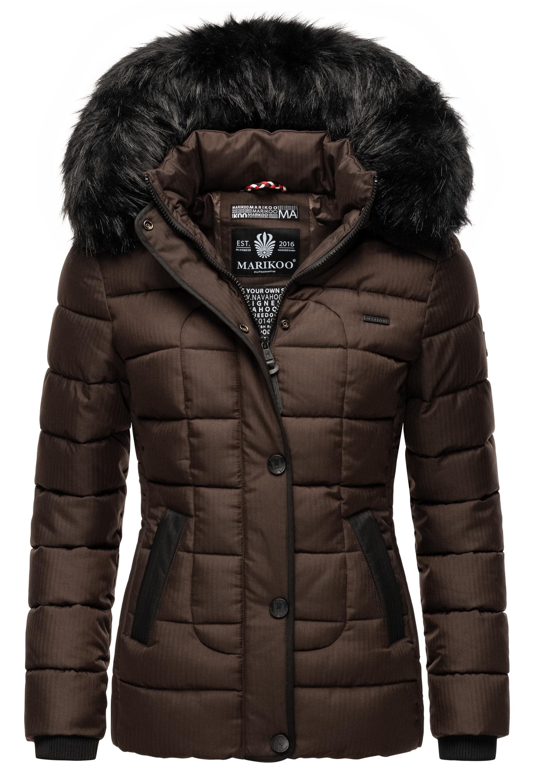 Marikoo Steppjacke Unique modische Winterjacke mit Kunstpelz-Kapuze