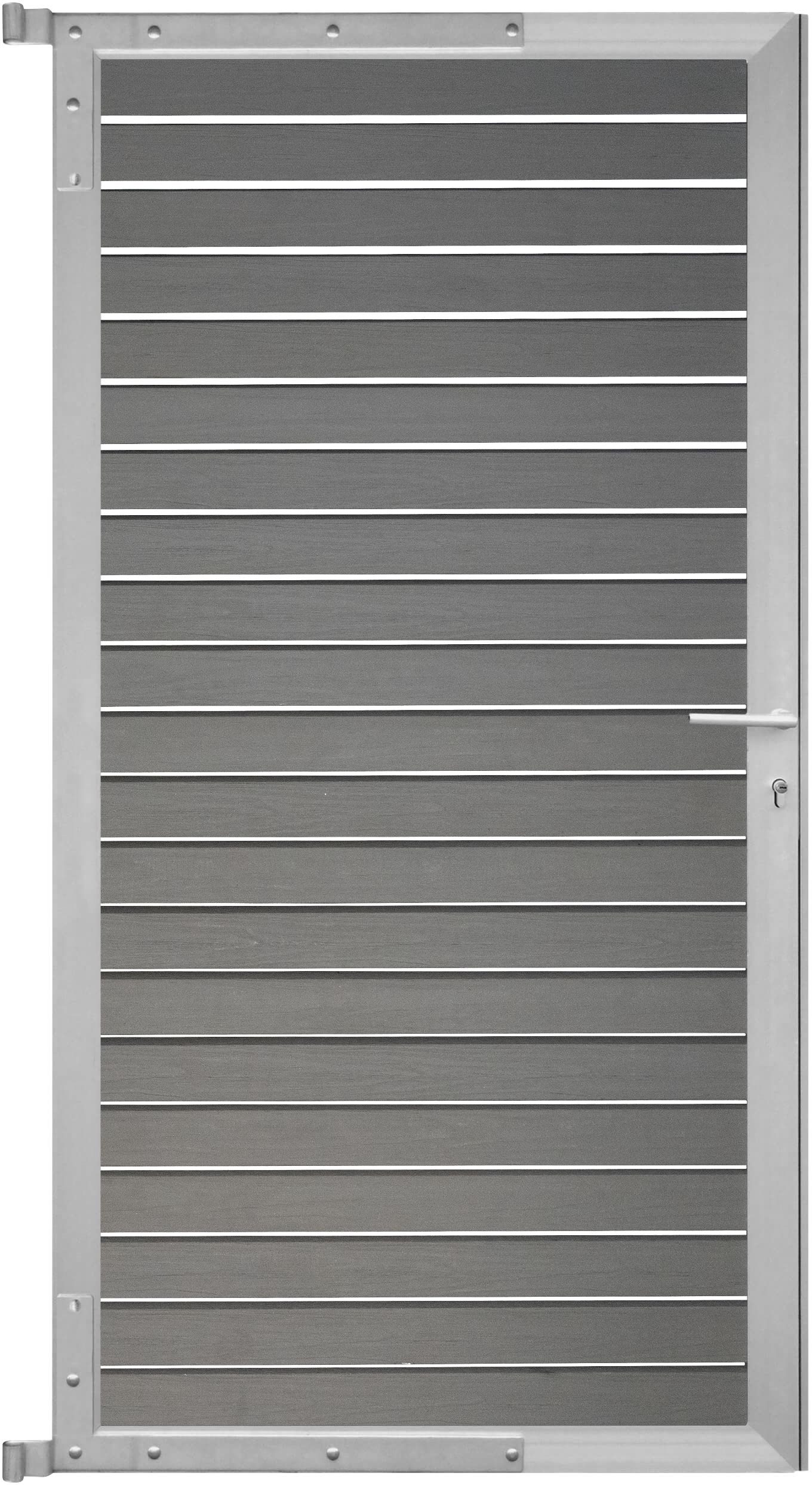 GartenLand Zauneinzeltür Tor für Steckzaun Kopenhagen ca. 90x175 cm, (Set, Ohne Pfosten), Schiefergrau / Alu Silber