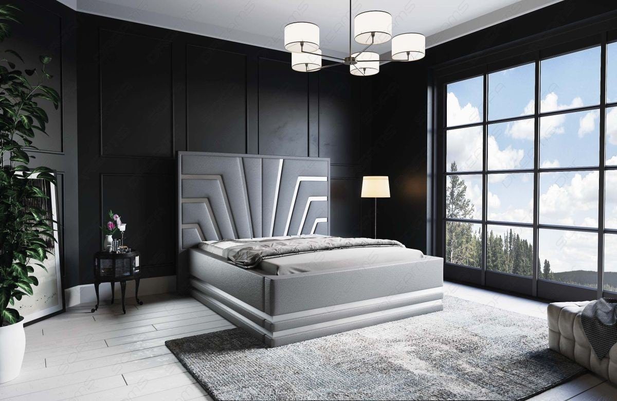Premium Sofa Kunstleder Topper 180x200 Komplettbett Bett inkl. grau Boxspringbett Hotelbett, Cecina Dreams