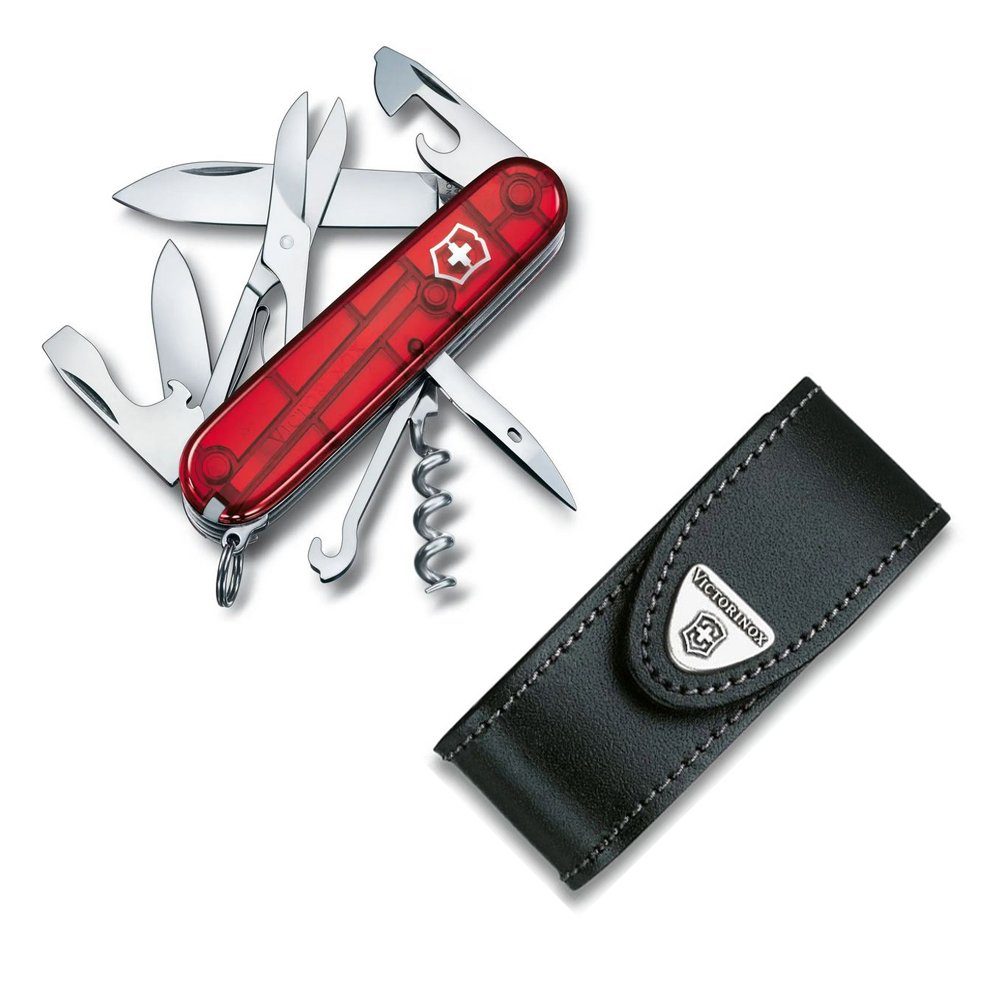 Victorinox Taschenmesser, Victorinox Climber transparent-rot inklusive Etui