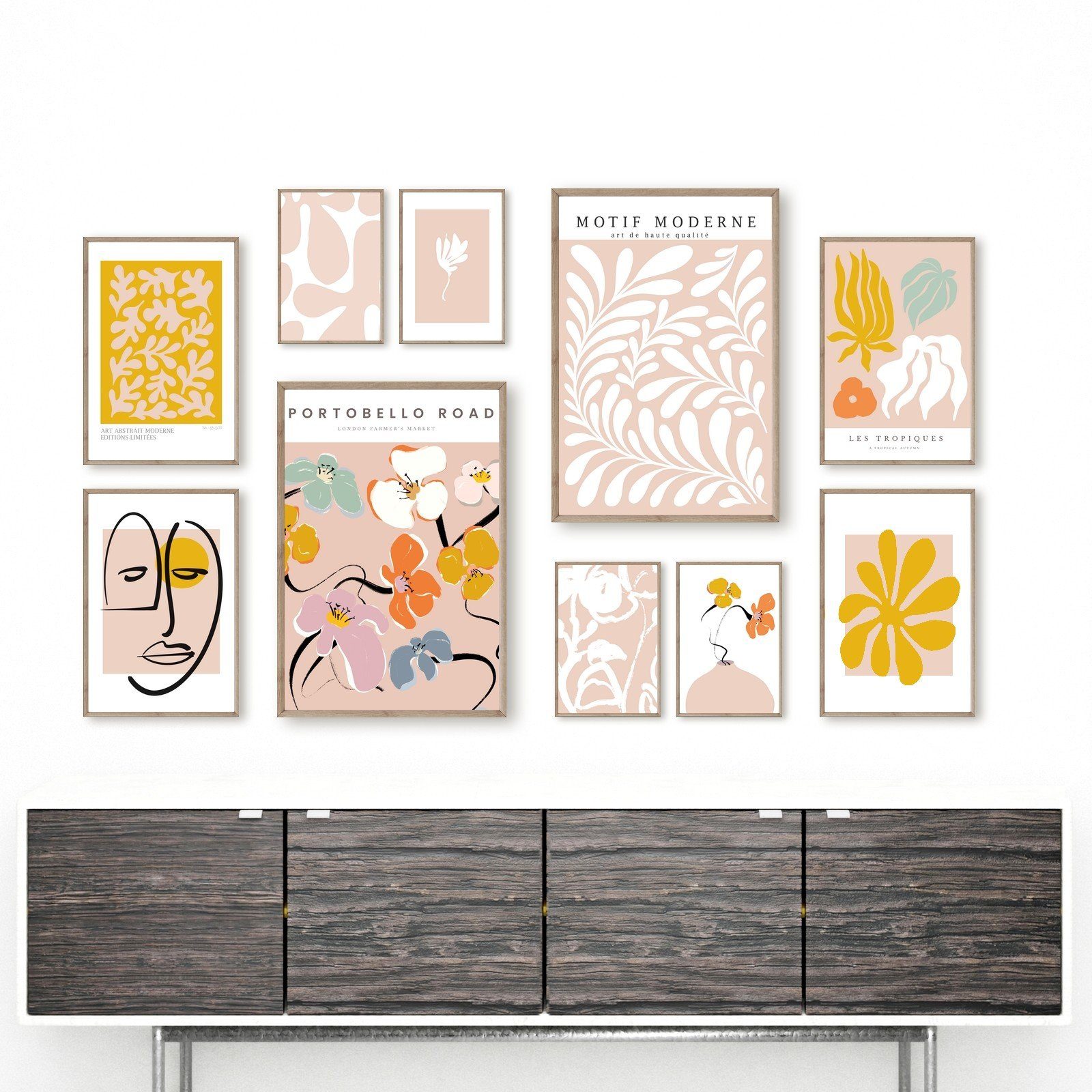 homestyle-accessoires Poster Bilderset Bilderwand Set Wandbilder ORGANIC ART PASTELL, (10 St), - OHNE BILDERRAHMEN - Sorgfältige & sichere Verpackung