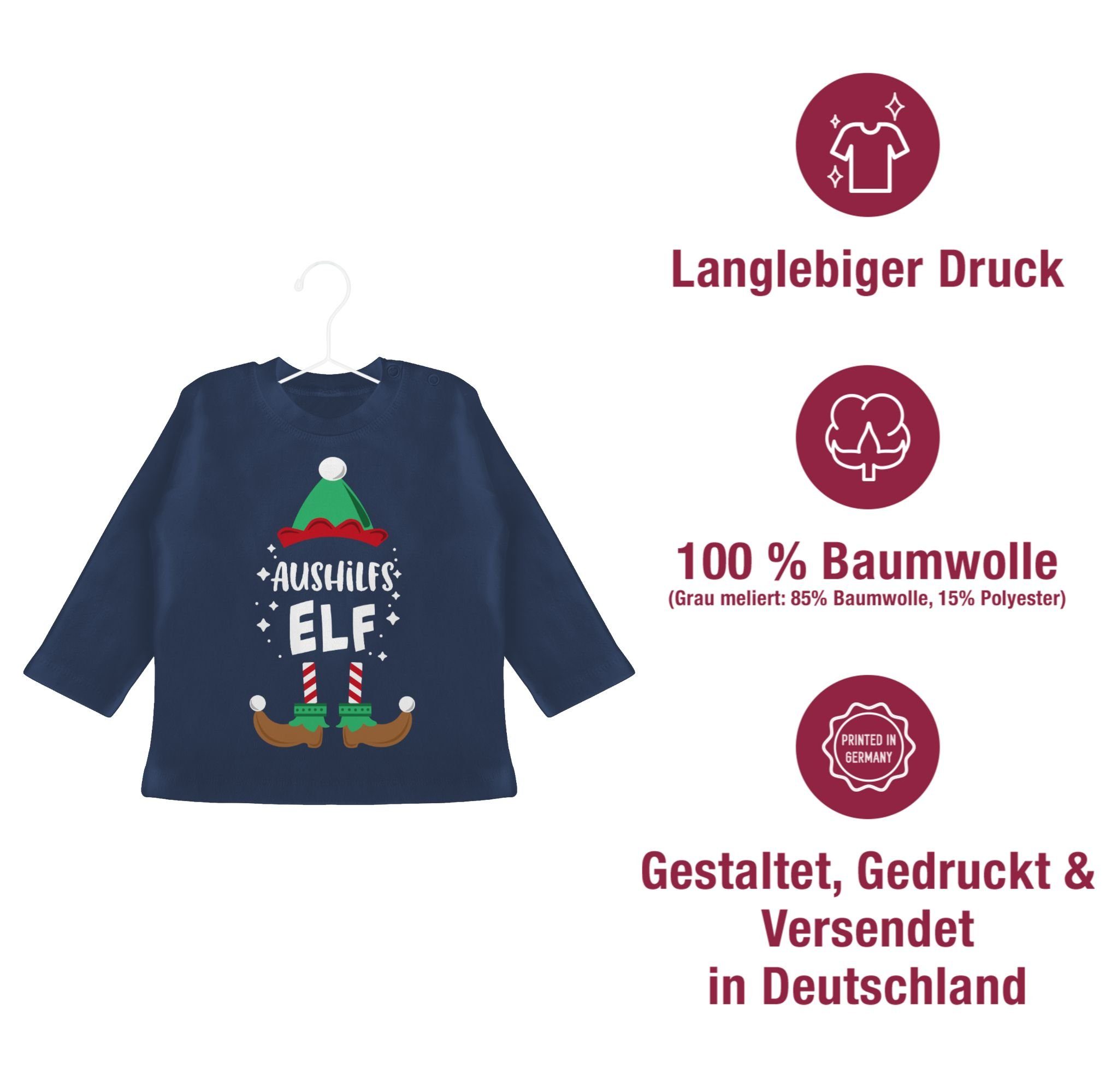 Blau Weihnachten Shirtracer Kleidung Weihnachten T-Shirt Navy Aushilfs-Elf Baby 1