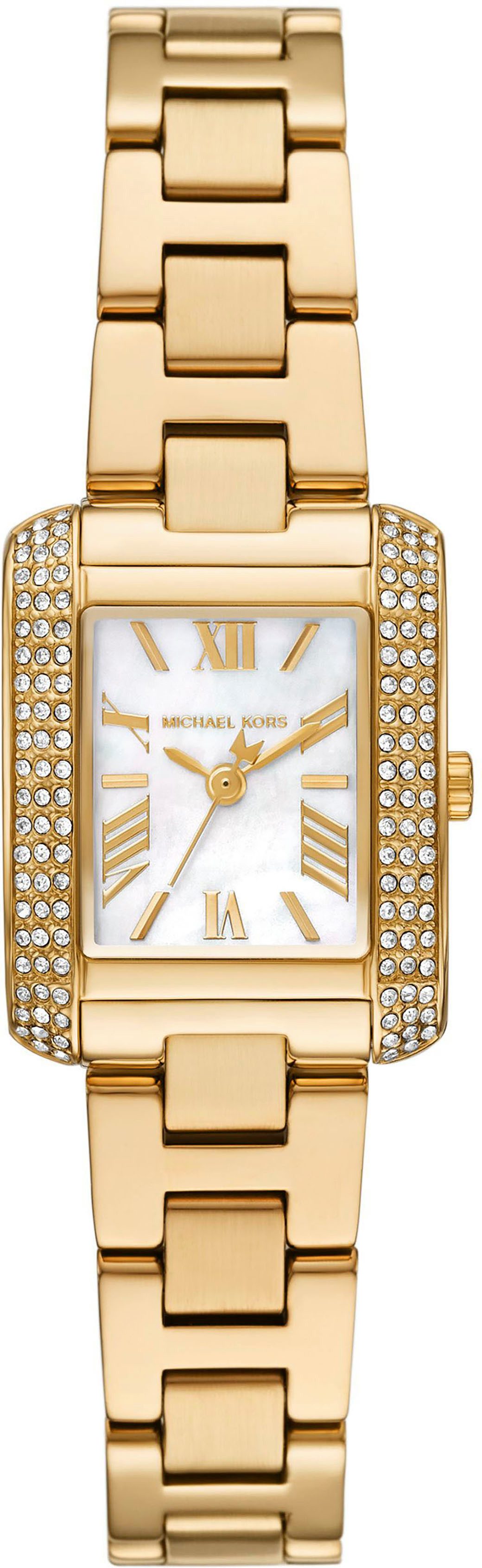 MICHAEL KORS Quarzuhr PETITE EMERY MK4867, Armbanduhr, Damenuhr, Edelstahlarmband, analog, Glassteine