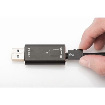 Ednet Speicherkartenleser 31521 Smart Memory mit App Speichererweiterung MicroSD bis 256GB, schwarz