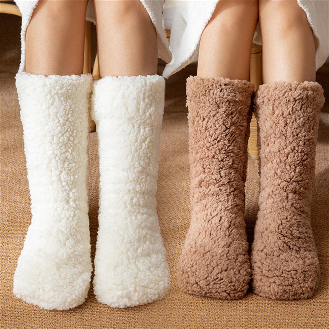 Schlafsocken, Winter warme Socken Grau Thermosocken Schnee Hausboden DÖRÖY Damen Socken