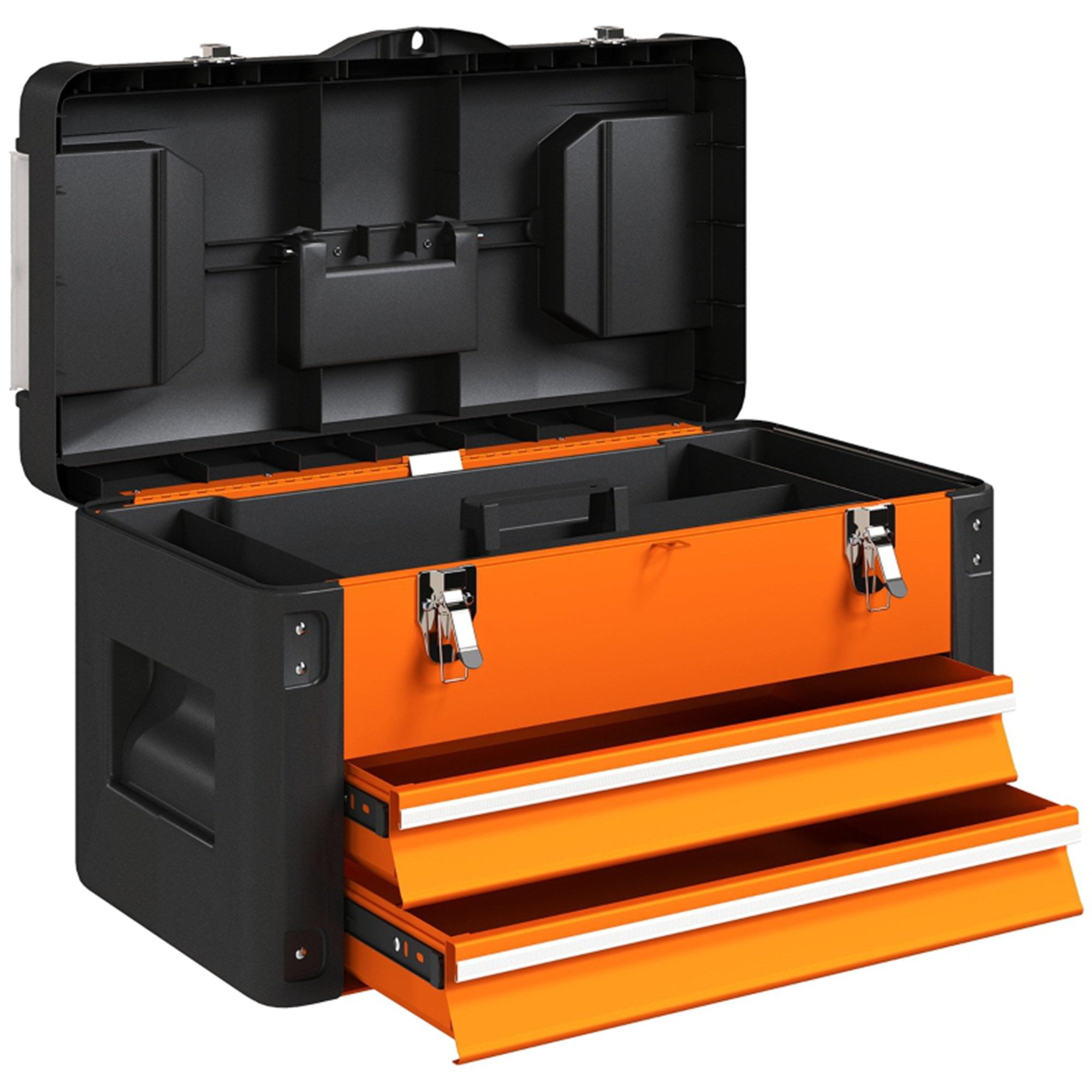 Werkzeugbox Werkzeugkiste leer, 49,7 x 25,3 x 28,9 cm Werkzeugkasten mit Schublade