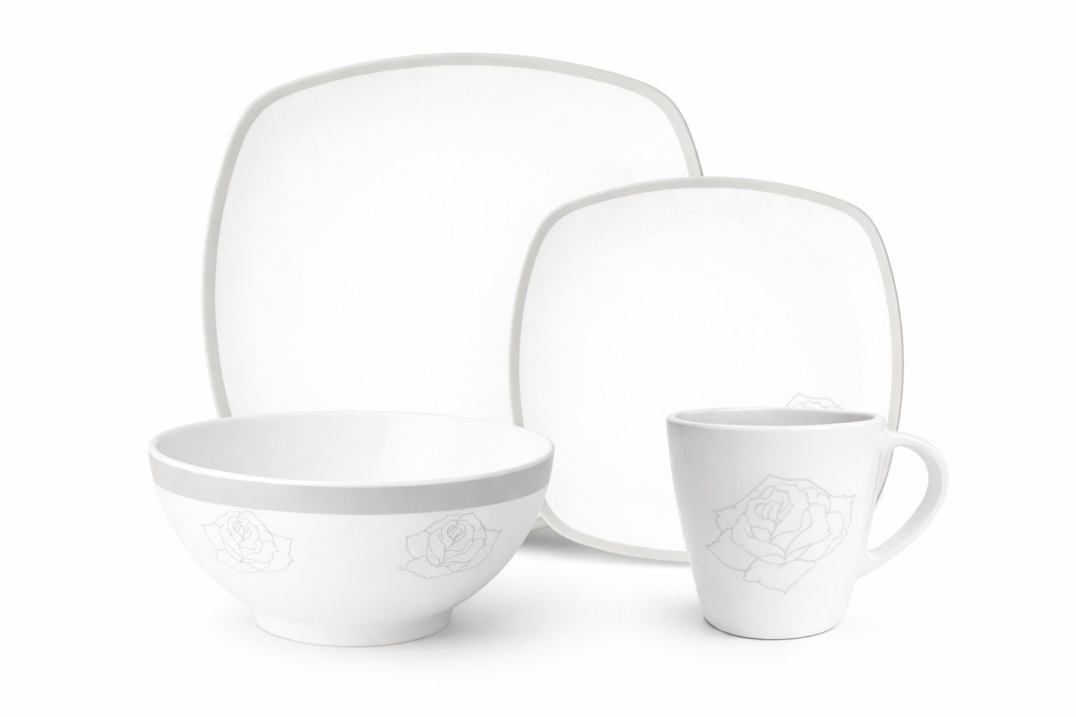 Mach1 Geschirr-Set Melamin Geschirr Grey Rose (4-tlg)