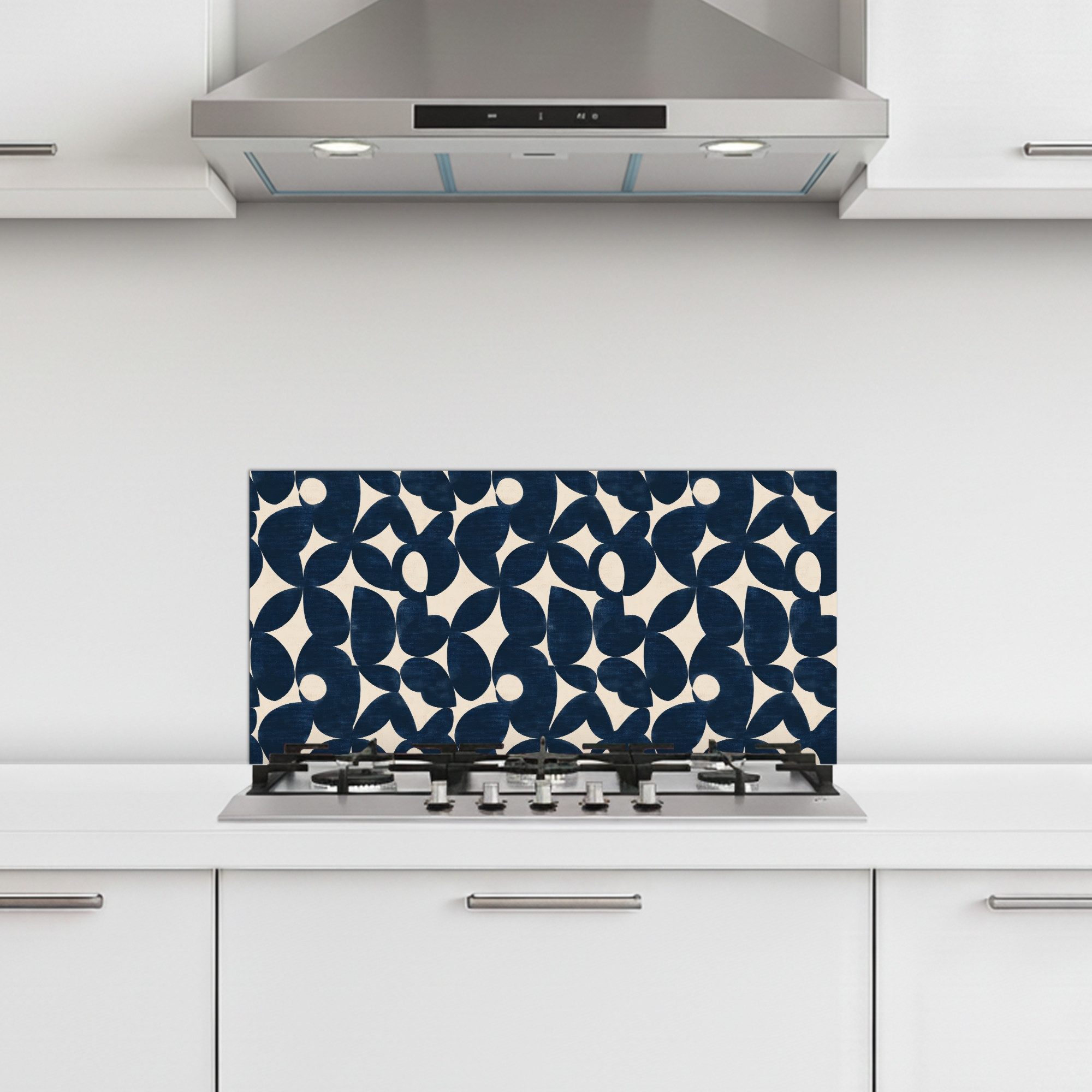 KitchenYeah Küchenrückwand selbstklebend (keine Folie) Modern - Geometrisch - Blau, (1-tlg), Küchenrückwand, Spritzschutz, Kitchen, 60x30 cm
