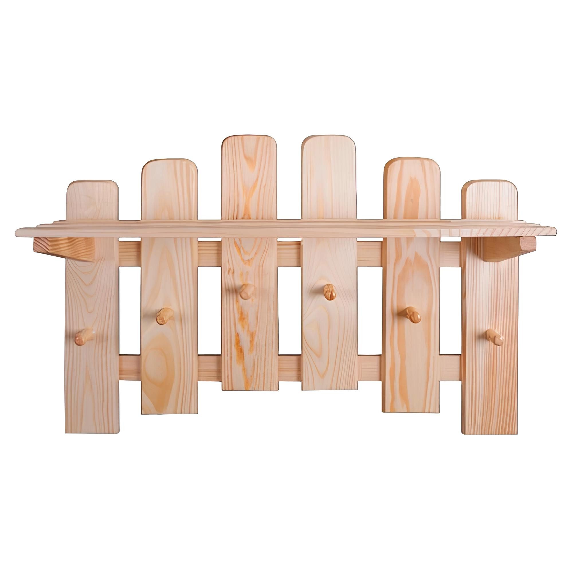Xlmoebel Wandgarderobe Wandgarderobe aus massiver Kiefer mit 6 Haken, 70x48 cm - (Wandgarderobe), Hergestellt in Europa
