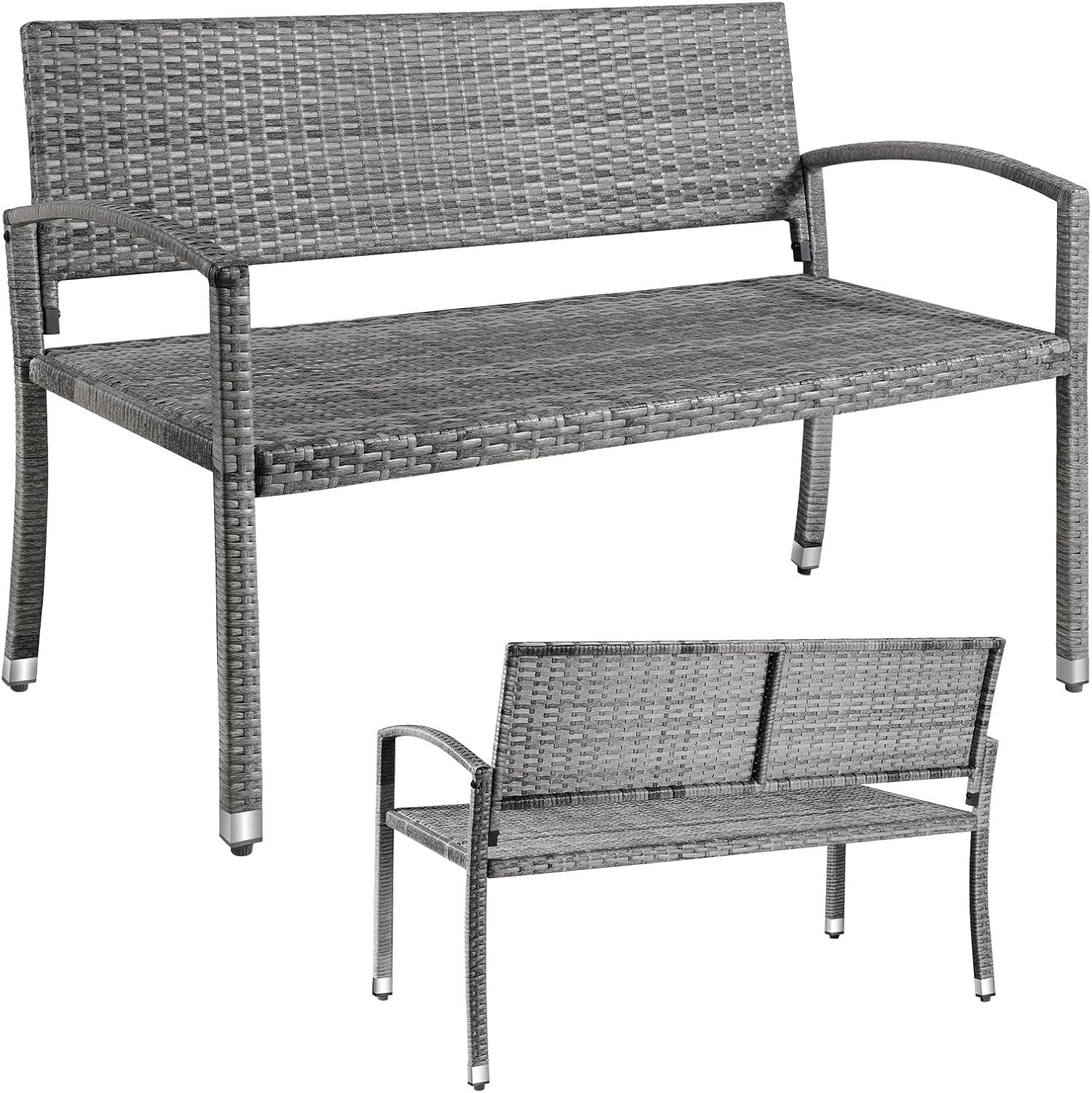 Gartenbank Polyrattan Sitzbank Wetterfest, 2 Sitzer Parkbank