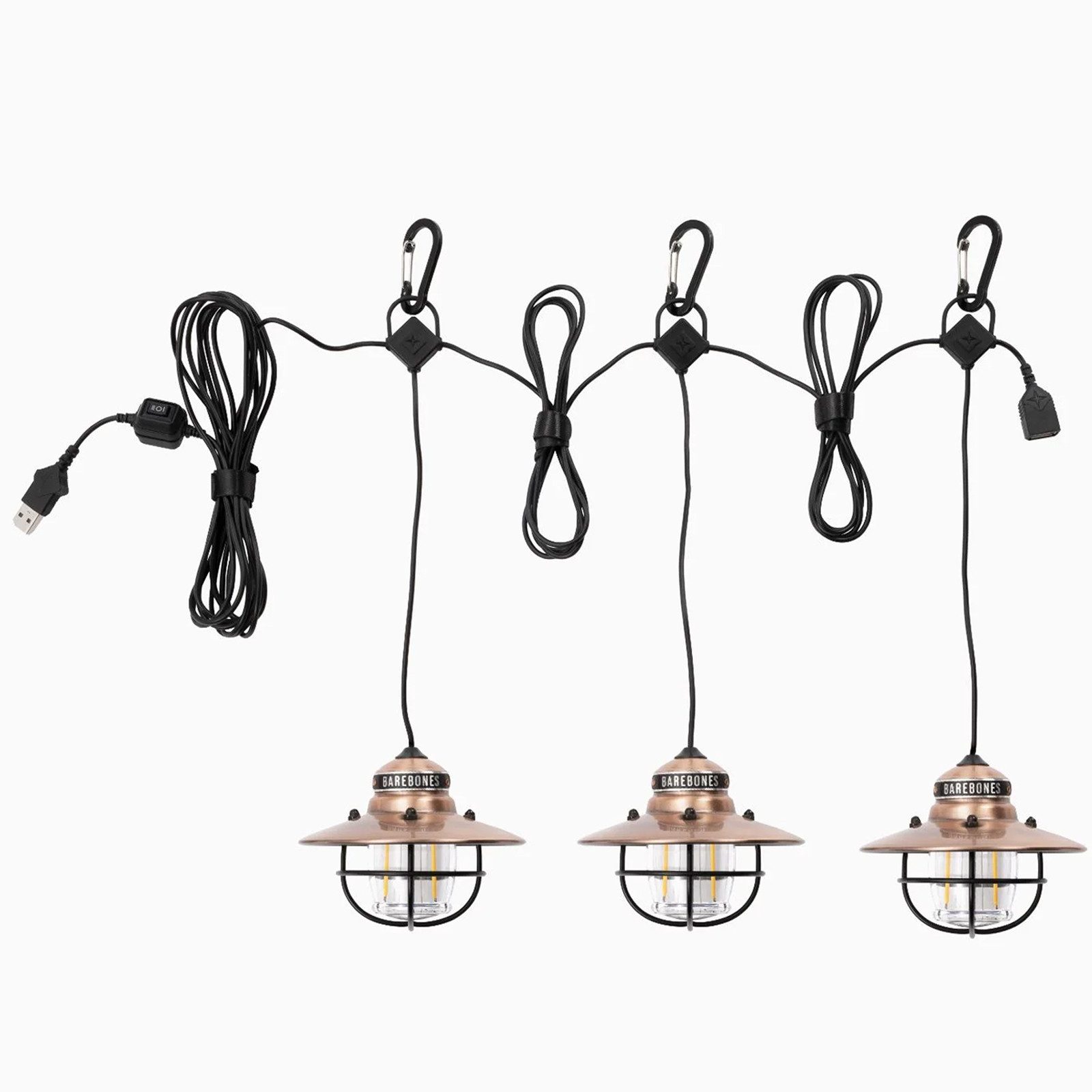 Barebones Laterne Camping Laterne Edison String Pendel, Retro Lampe Dimmbar Stahl USB LED