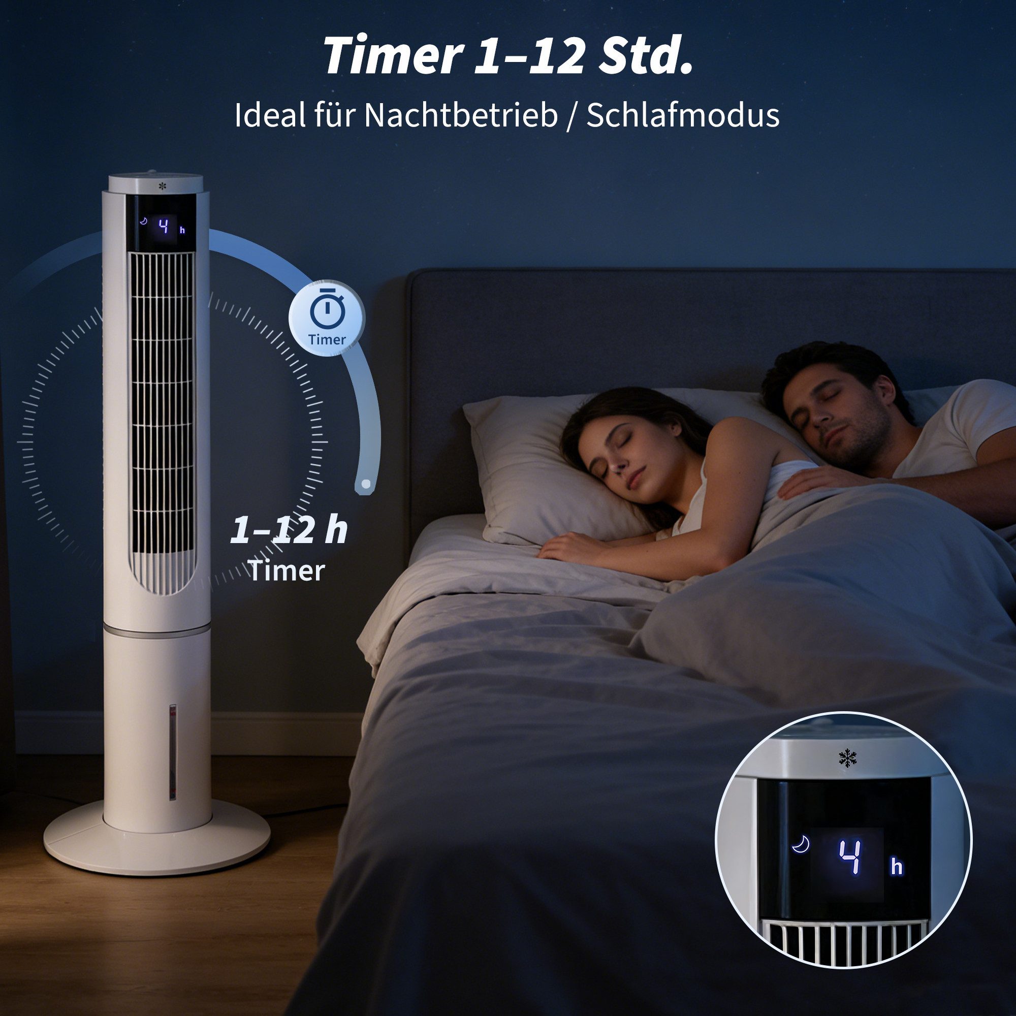 ZMH Akku-Standventilator mit Kühlfunktion & Wassertank leise 3 Geschwindigkeiten für Wohnzimmer, 3 Geschwindigkeiten - Stand Ventilatoren für Schlafzimmer