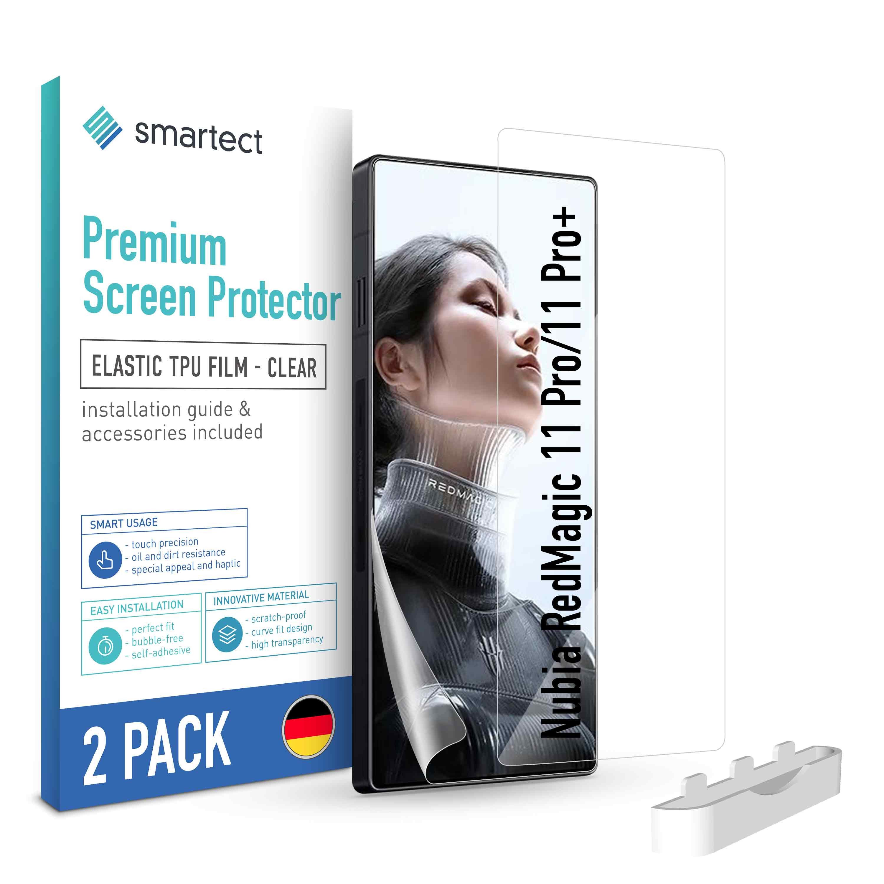 smartect Displayschutzfolie TPU Schutzfolie Klar für Nubia RedMagic 11 Pro / 11 Pro+, Set, 2 Stück, Panzerfolie Bildschirm Displayfolie