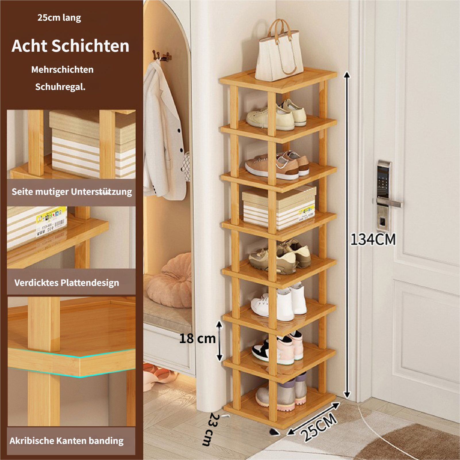 Rutaqian Schuhregal Vertikales Schuhregal,5/7/8 Stöckige Schuhregal aus Hol günstig online kaufen