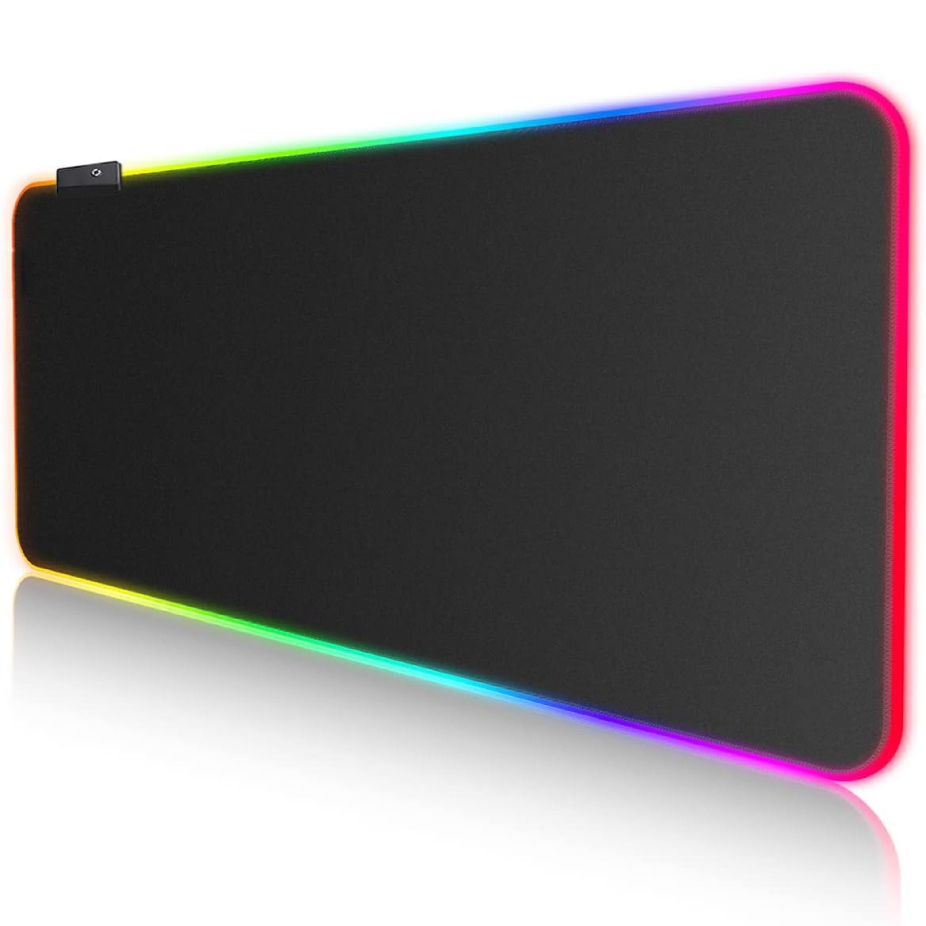 RUHE Gaming Mauspad RGB XXL Mousepad XXL Groß (800 x 300 x 3 mm) 7 LED-Farben Wasserdicht (LED-Schreibtischpad, 1-St., Geschenke für Gamer), Computer-Schreibtischmatte Stoffoberfläche Rutschfeste Gummiunterseite
