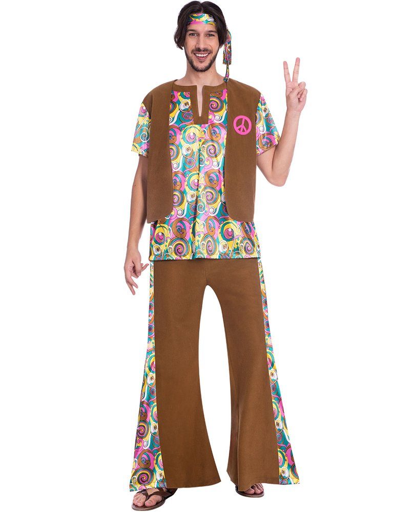 Amscan Hippie-Kostüm 60er 70er Jahre Hippie Kostüm "Psychedelic" für Herrn