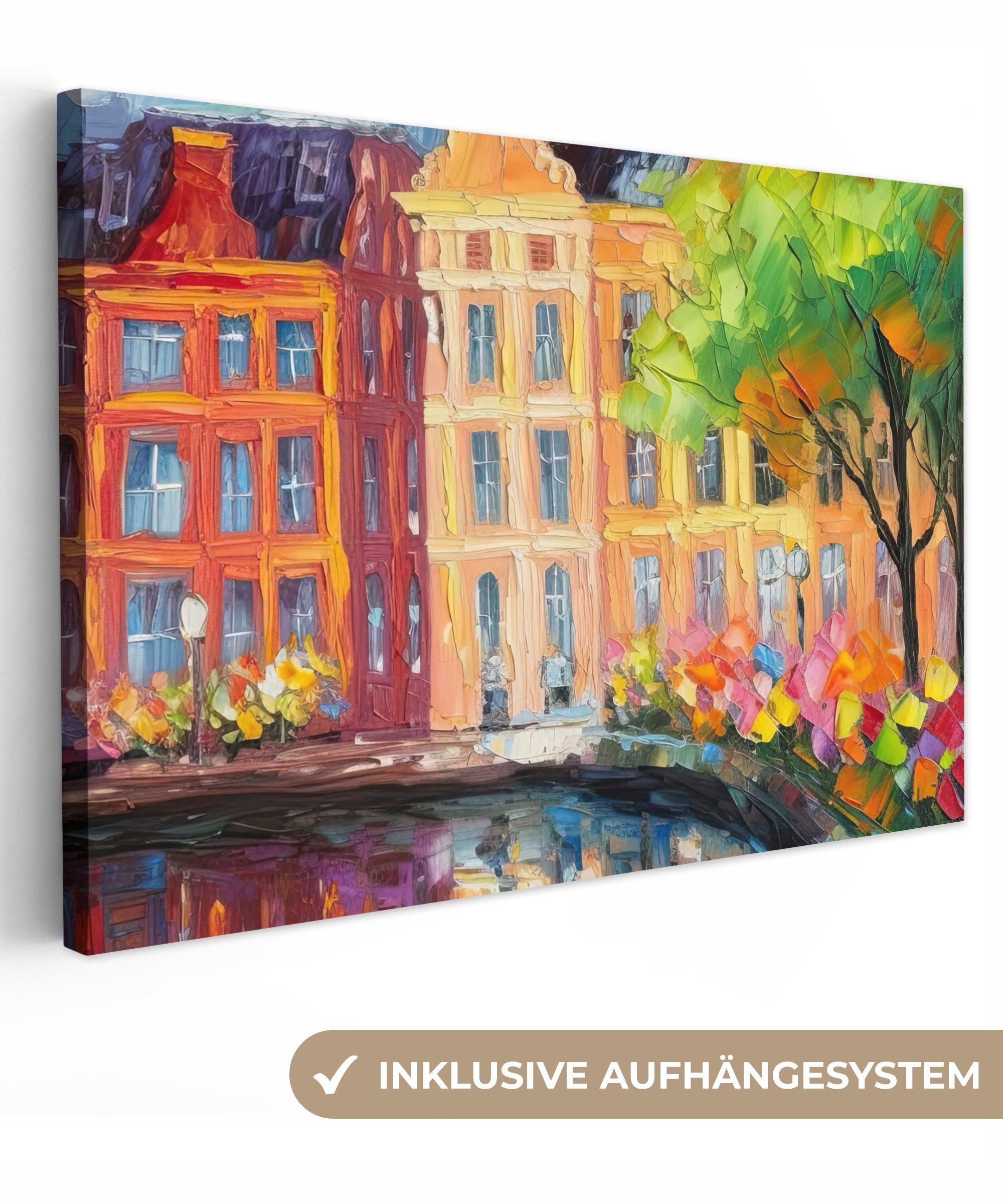 OneMillionCanvasses® Leinwandbild Ölfarbenoptik - Amsterdam - Kunst - Farbe günstig online kaufen