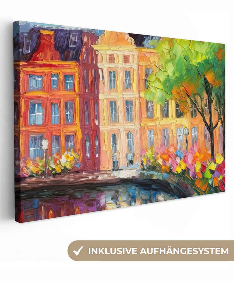 OneMillionCanvasses® Leinwandbild Ölgemälde - Amsterdam - Kunst - Farbenfroh, (1 St), Wandbild Leinwandbilder, Aufhängefertig, Wanddeko, 30x20 cm