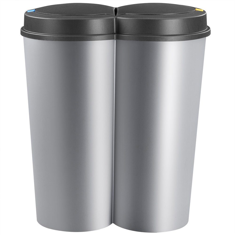 Deuba Mülleimer Duo Bin, 50 L 2fach Trennsystem 2x25 L Küche Abfalleimer Müllbehälter, Abfallbehälter