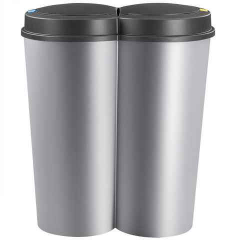 Deuba Mülleimer Duo Bin, 50 L 2fach Trennsystem 2x25 L Küche Abfalleimer Müllbehälter