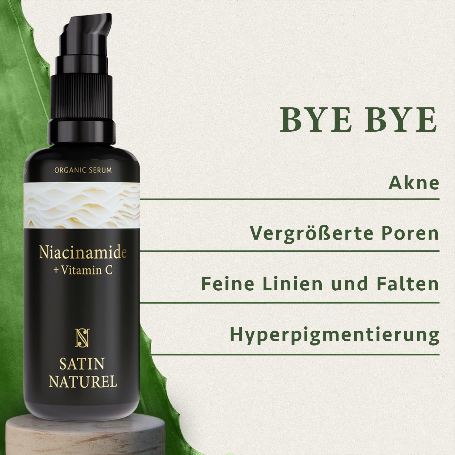 Satin Naturel Gesichtsserum Niacinamide Bio Serum + Vitamin C, 100% Vegan
